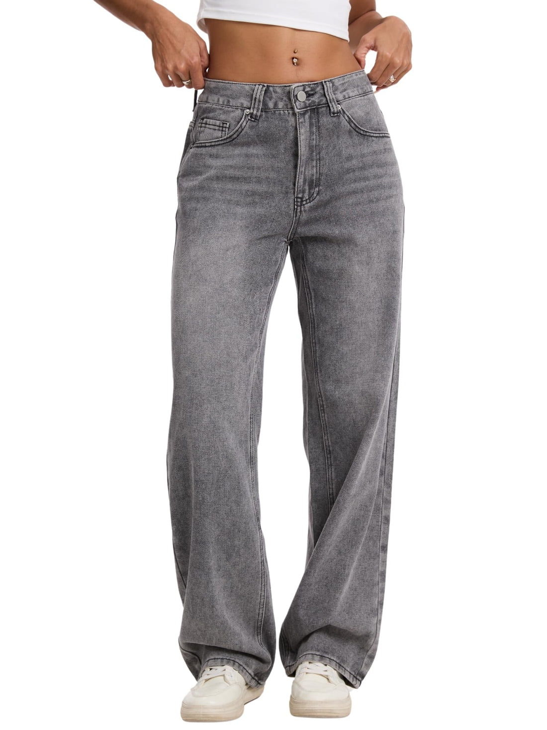Straight Leg Jeans for Women Mid Waisted Casual Washed Vintage Loose Fit Boyfriend Jeans Denim Pants