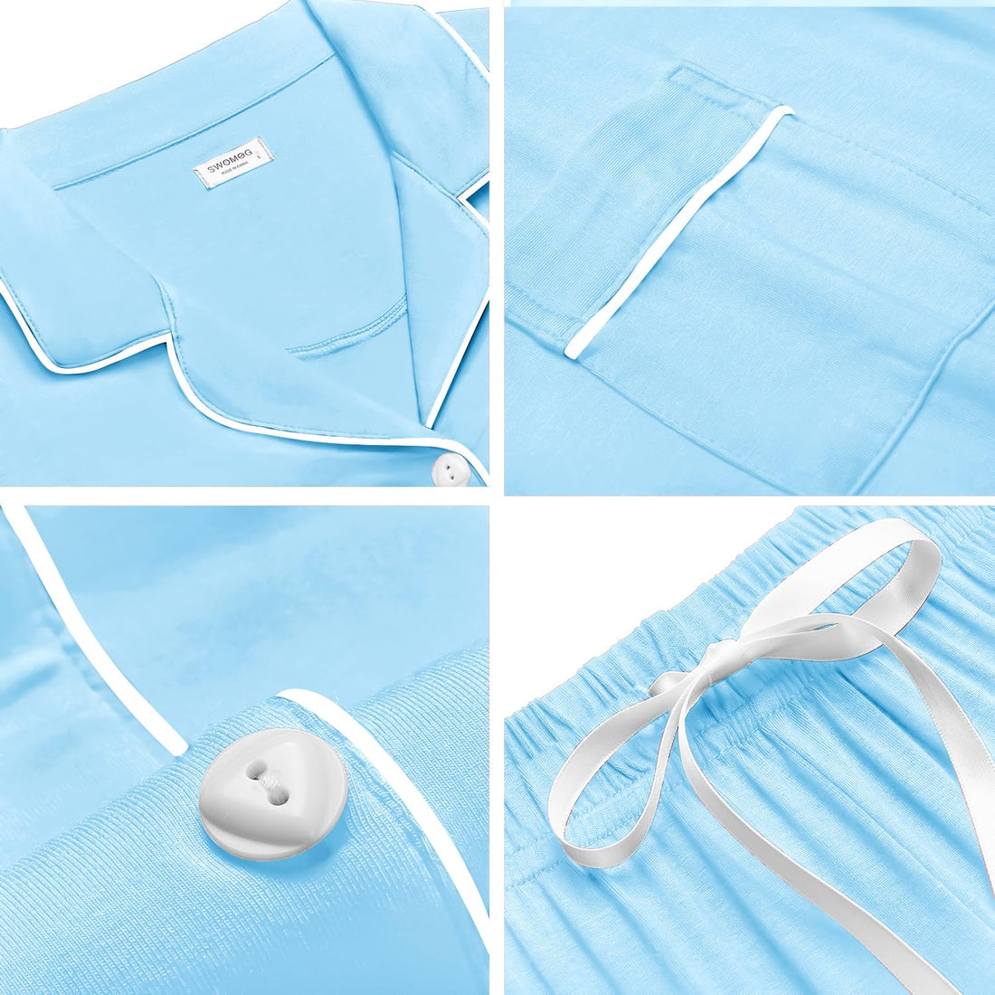 SWOMOG Womens Button Down Pajamas Set Short Sleeve Sleepwear Bride Soft Pj Lounge Sets XS-3XL