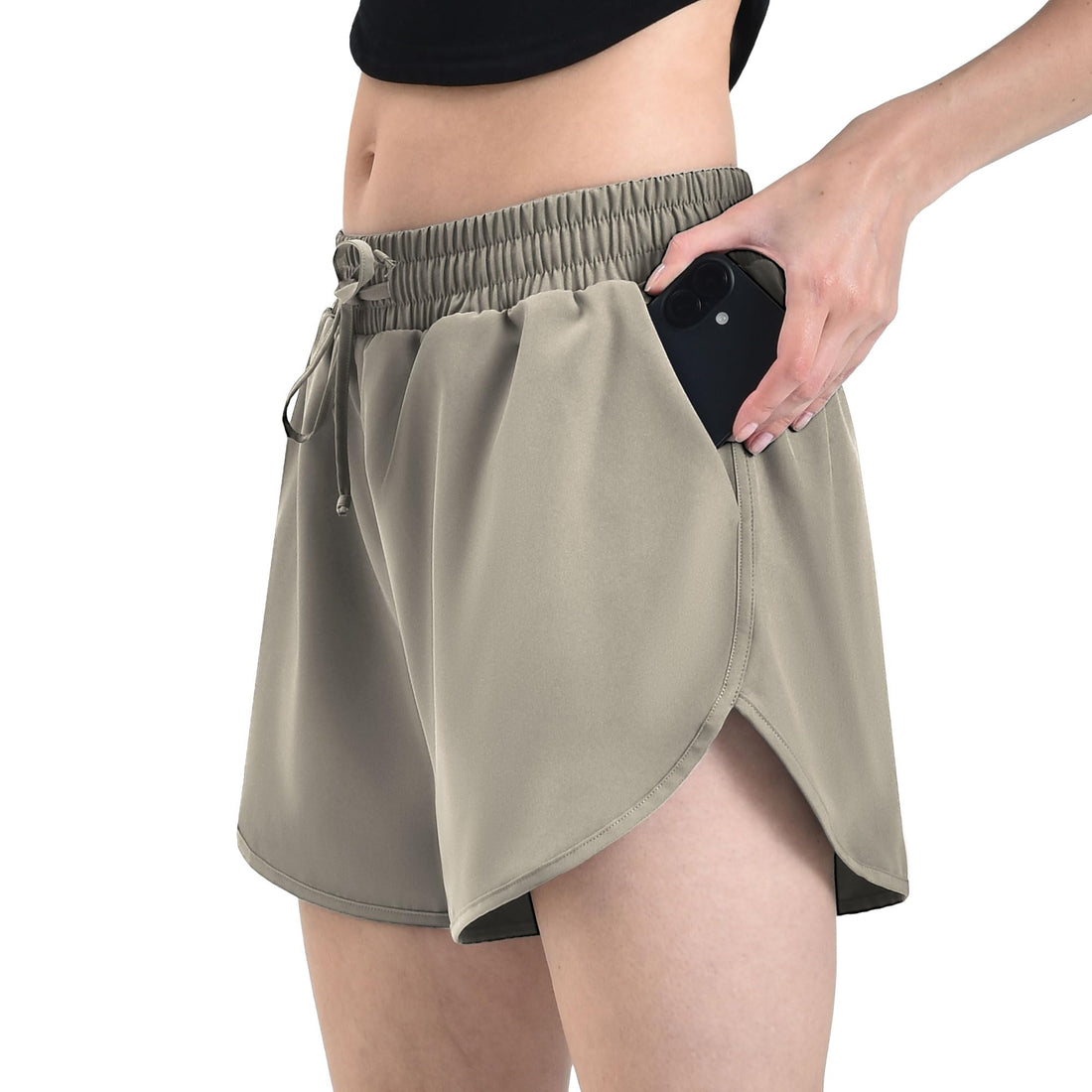 Leafigure 2Pack Running Shorts for Women- Athletic High Waisted Quick Dry Shorts with Pockets for Gym Workout