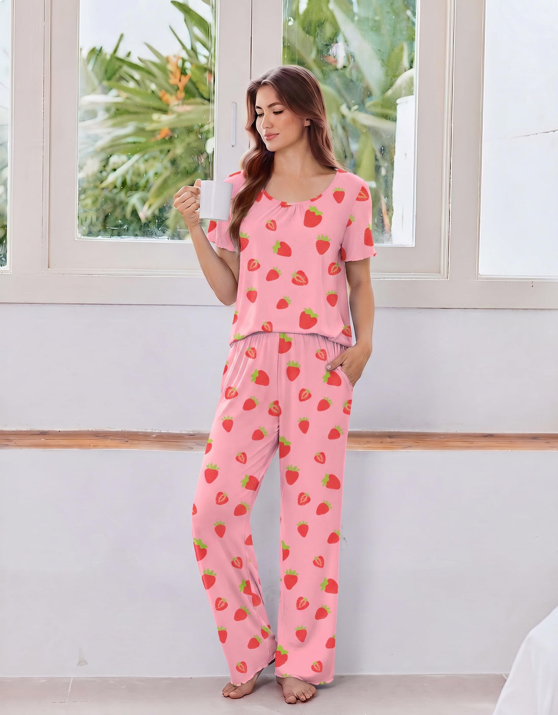 Ekouaer Womens Pajama Sets Viscose from Bamboo Top With Pants Lounge Set