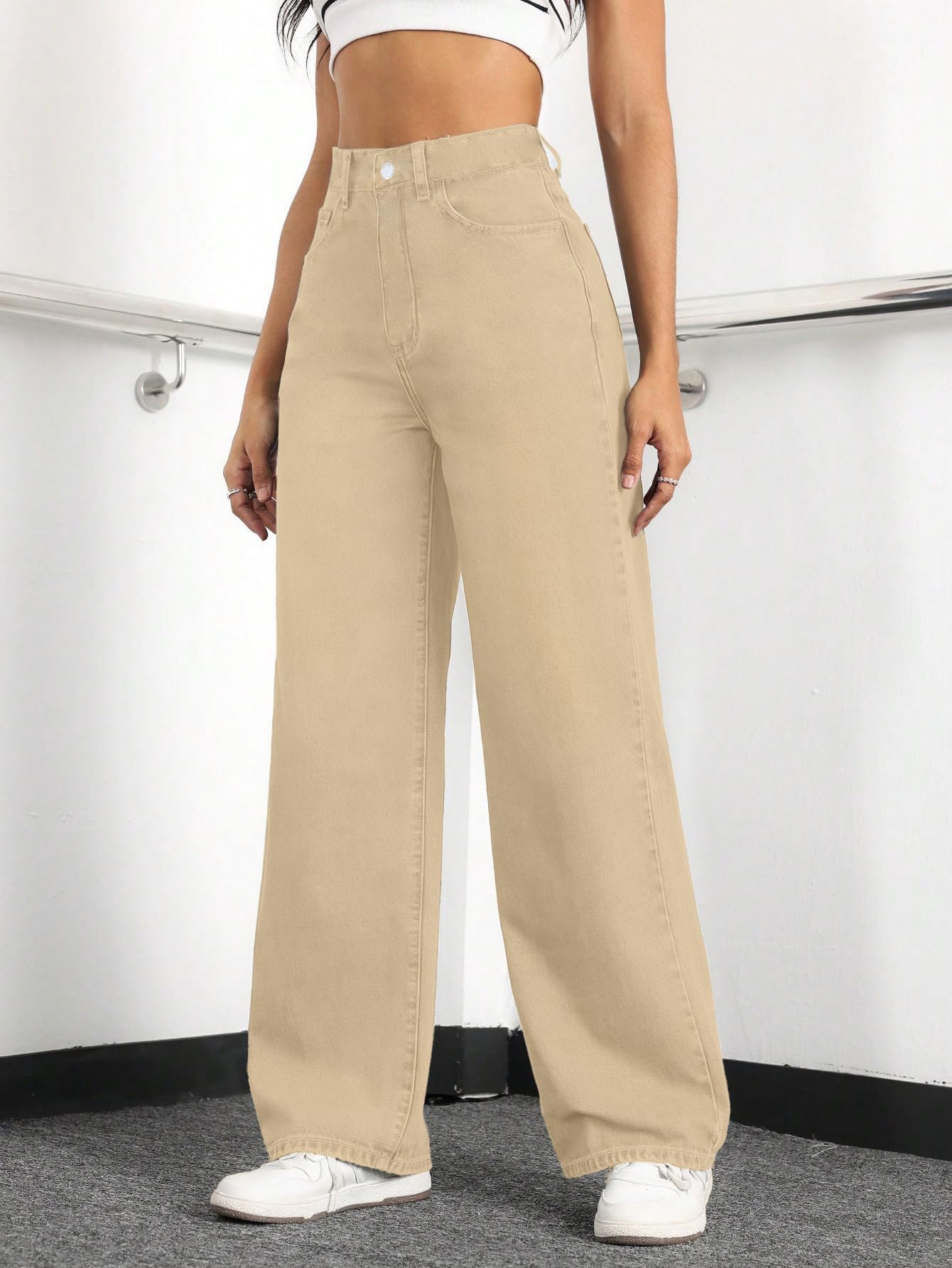 Straight Leg Jeans for Women,High Waisted Wide Leg Loose Stretchy Boyfriend Denim Pants Baggy Jeans for Women