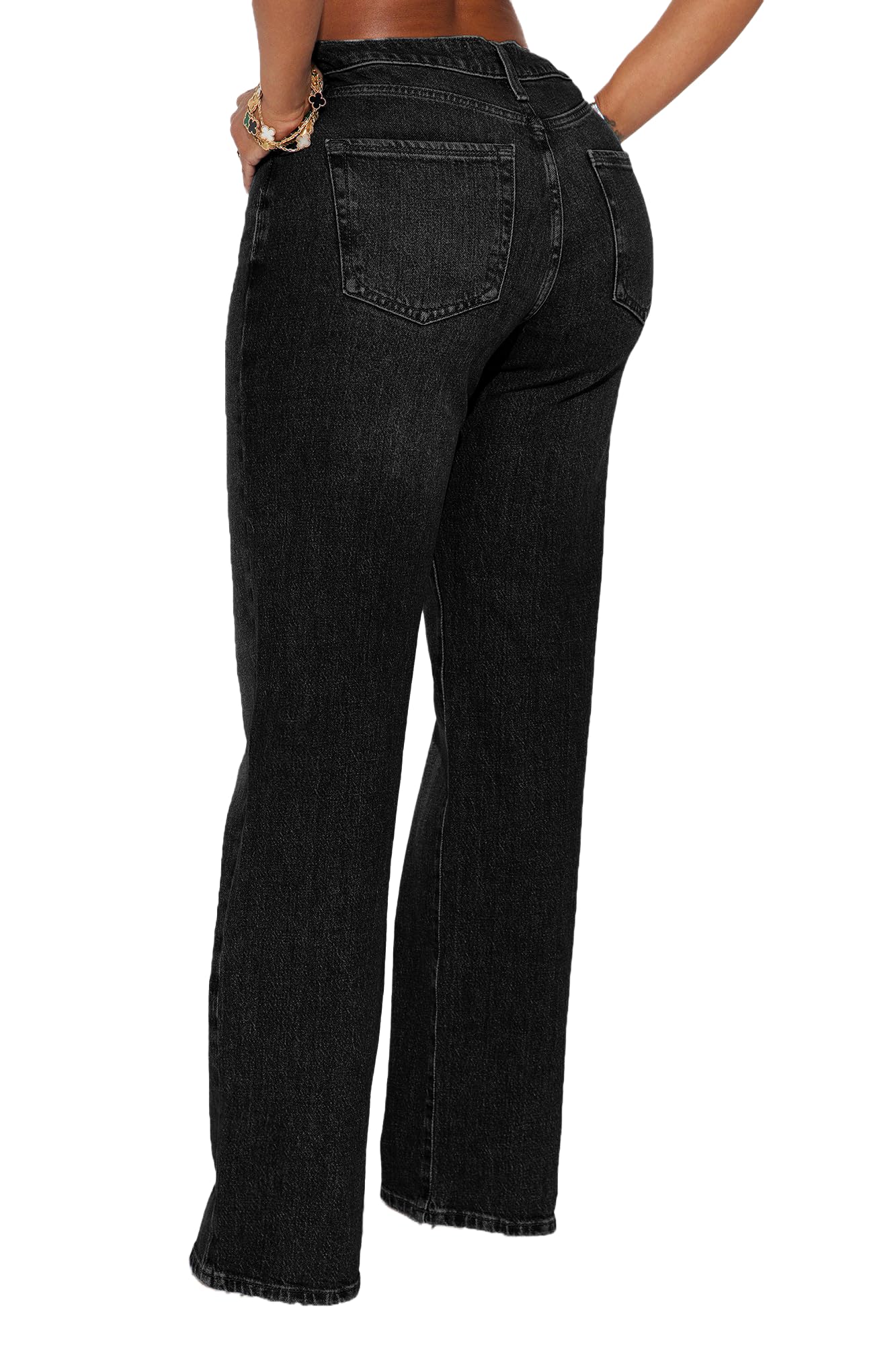 BessCops Straight Leg Jeans for Women High Waisted Wide Leg Stretchy Loose Denim Pants