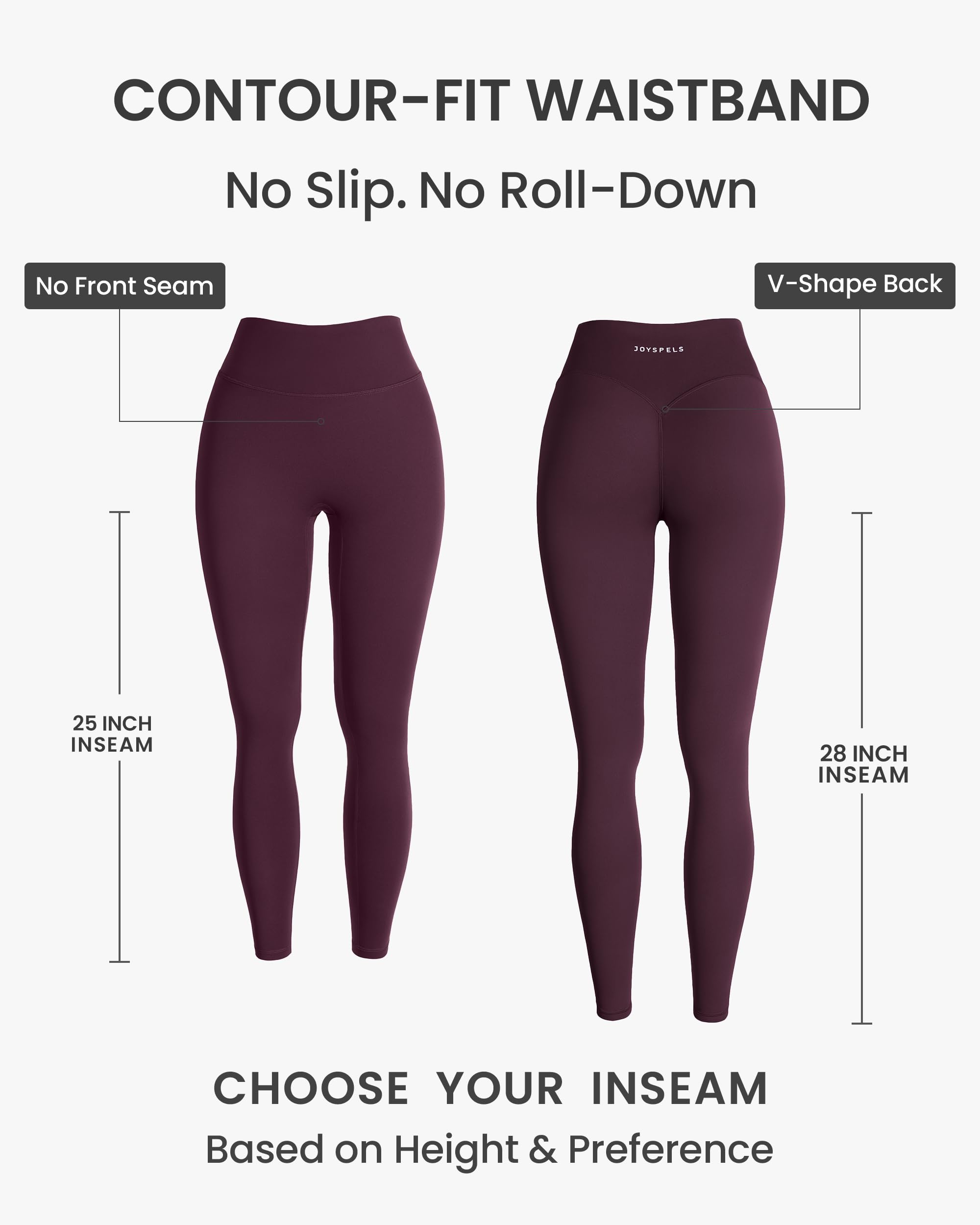 JOYSPELS Womens No Front Seam Workout Hidden Scrunch Legging 25"/ 28" High Waisted Booty Lifting Tummy Control Gym Yoga Pants