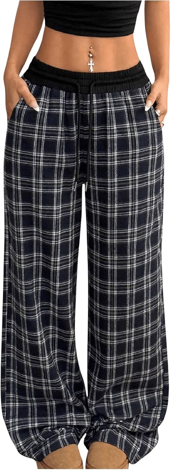 SOLY HUX Women's Plaid Checkered Pants Flannel Pajama Pants with Pockets