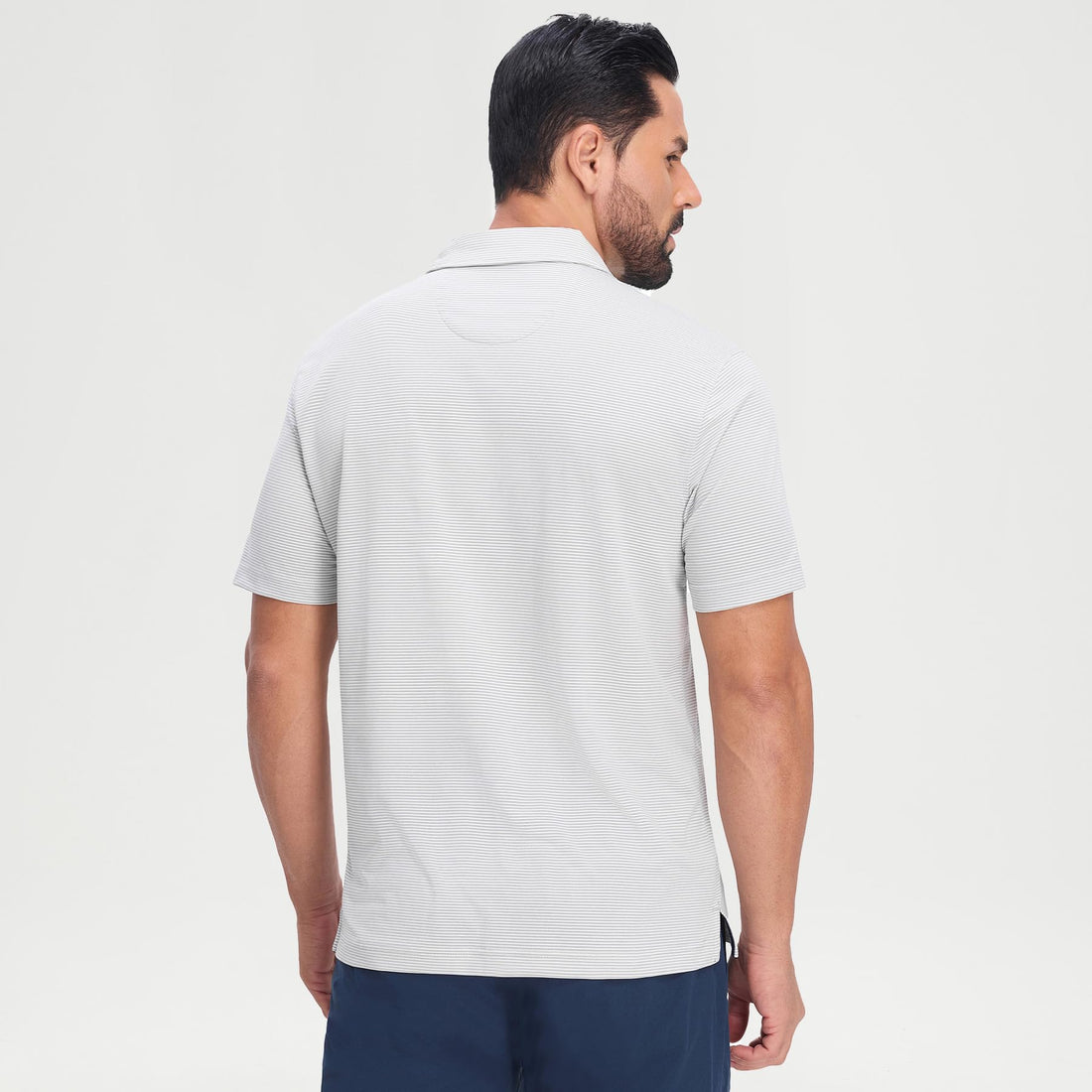 M MAELREG Men's Jacquard Stripe Golf Shirts Quick Dry Performance Short Sleeve Moisture Wicking Polo Shirt for Men