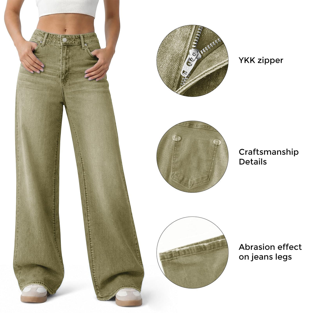 Women's Wide Leg Jeans High Waisted Baggy Straight Leg Loose Stretchy Casual Denim Pants