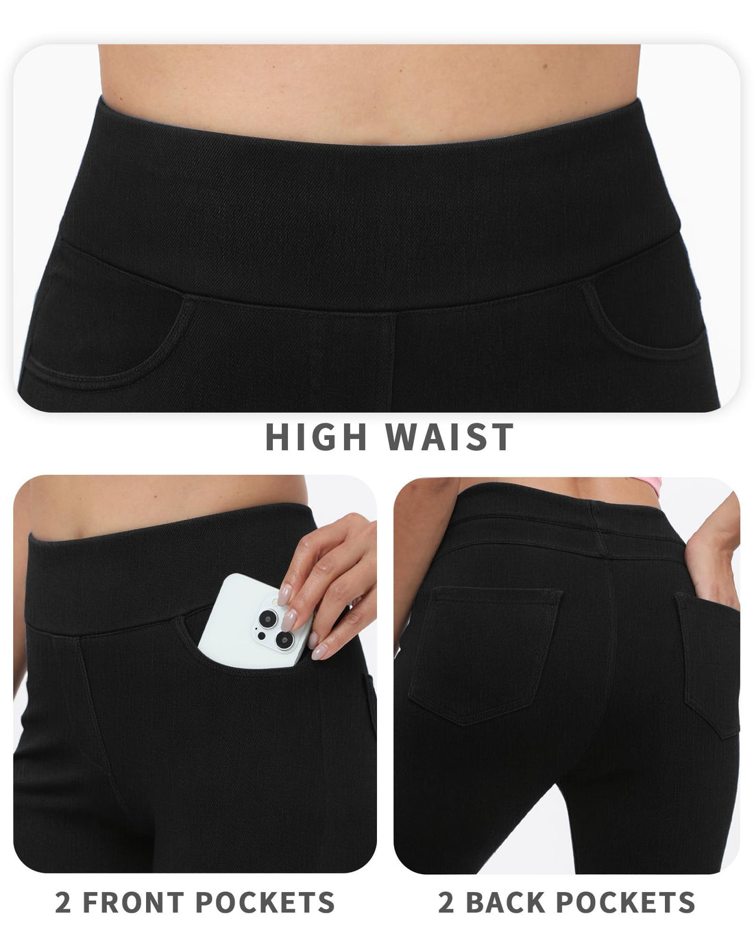Jeggings for Women with Pockets Tummy Control Stretchy Skinny Jeans Pull On High Waisted Butt Lifting Denim Leggings