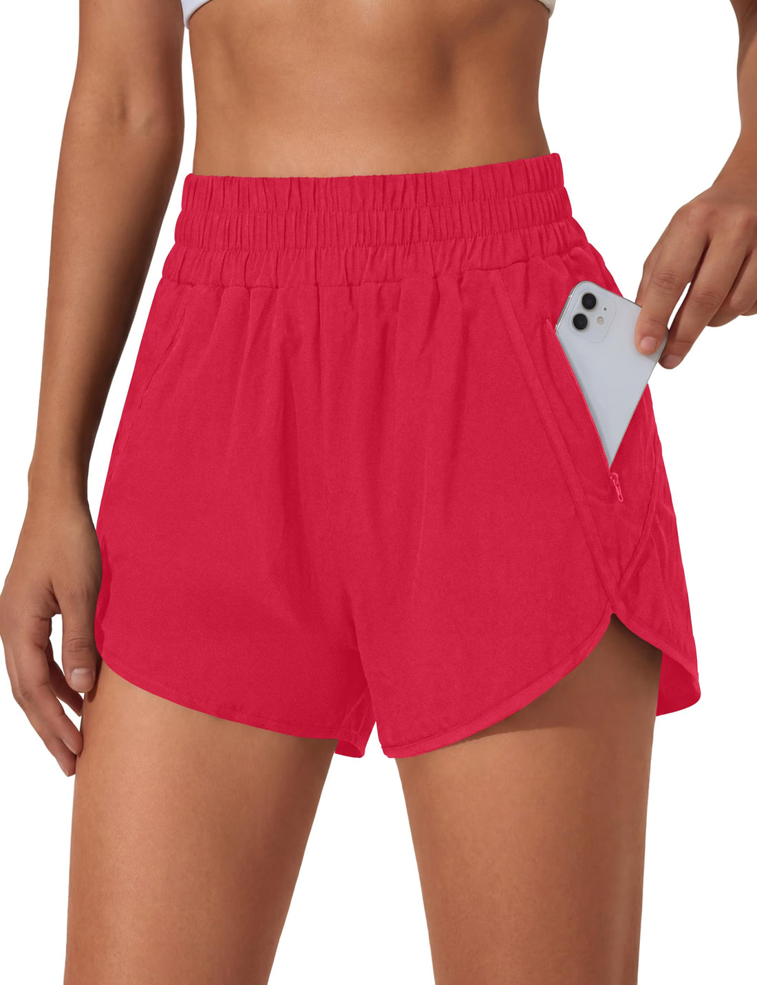 BMJL Women's Running Shorts Elastic High Waisted with Pockets, 2.5" Sporty Workout Quick Dry Athletic Shorts