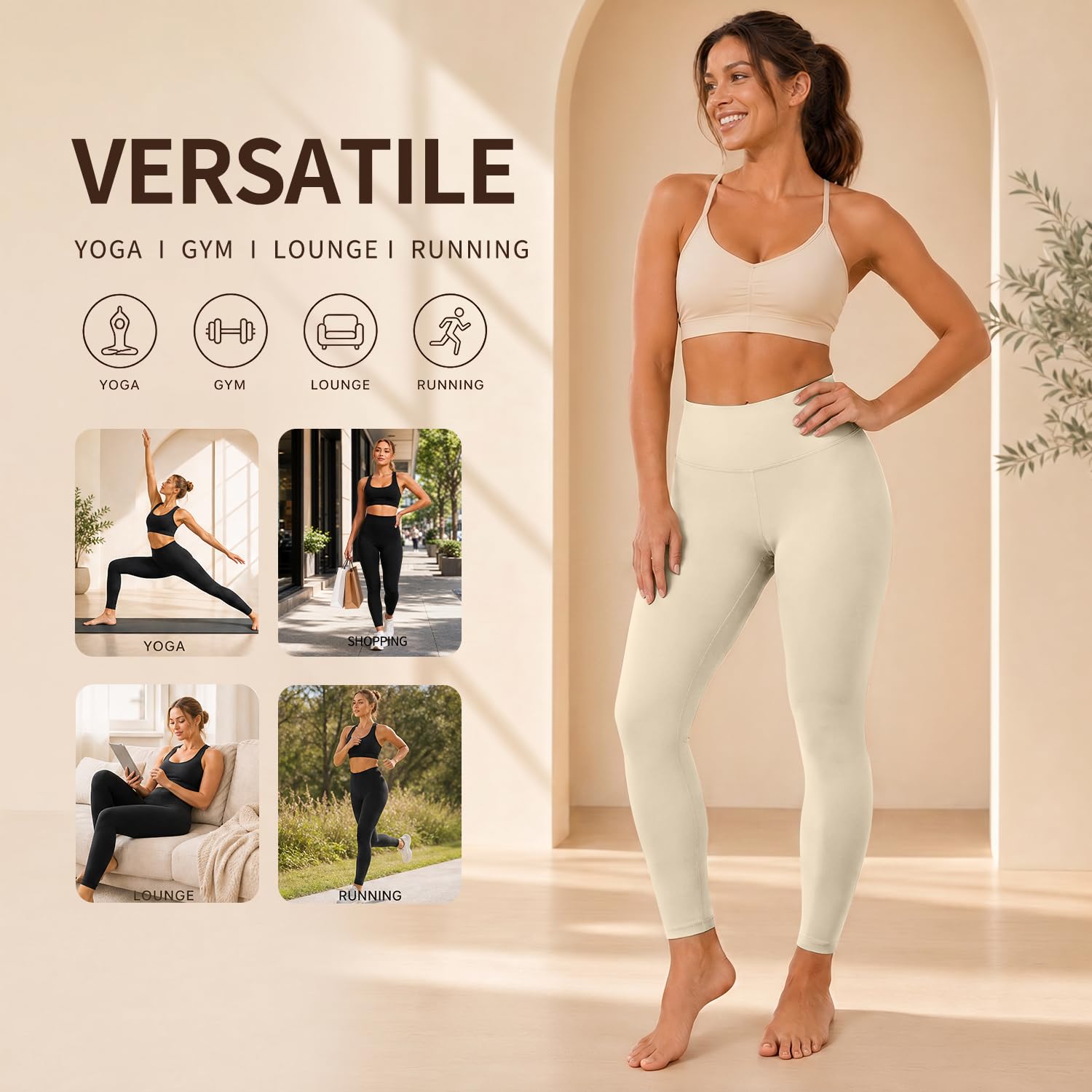 High Waisted Leggings for Women, Tummy Control Yoga Pants Non See Through Buttery Soft for Workout Athletic