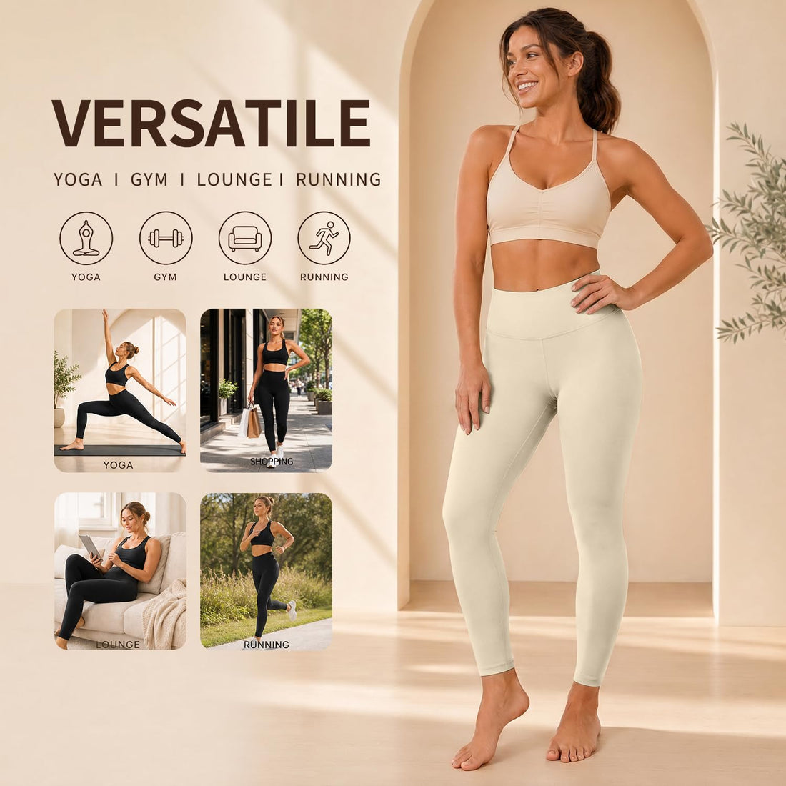 High Waisted Leggings for Women, Tummy Control Yoga Pants Non See Through Buttery Soft for Workout Athletic