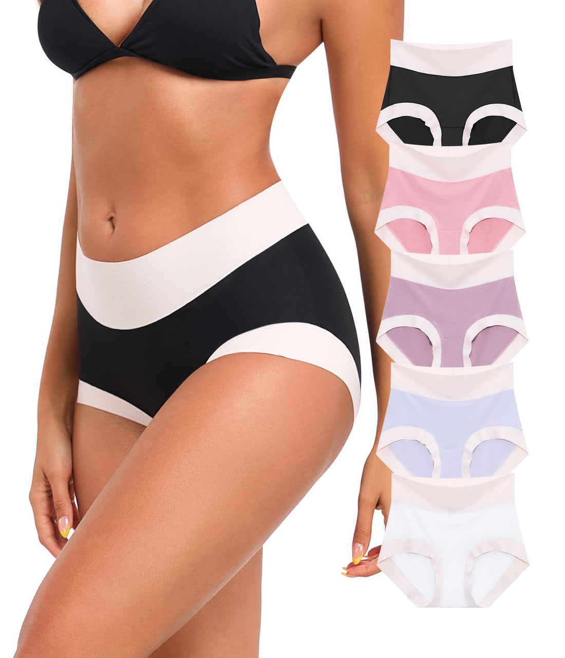 ANLIQI Women's Cotton Modal Ployamide Bikini Panties, Soft Moisture Wicking Hipster Briefs Undies for Ladies Multi-Pack