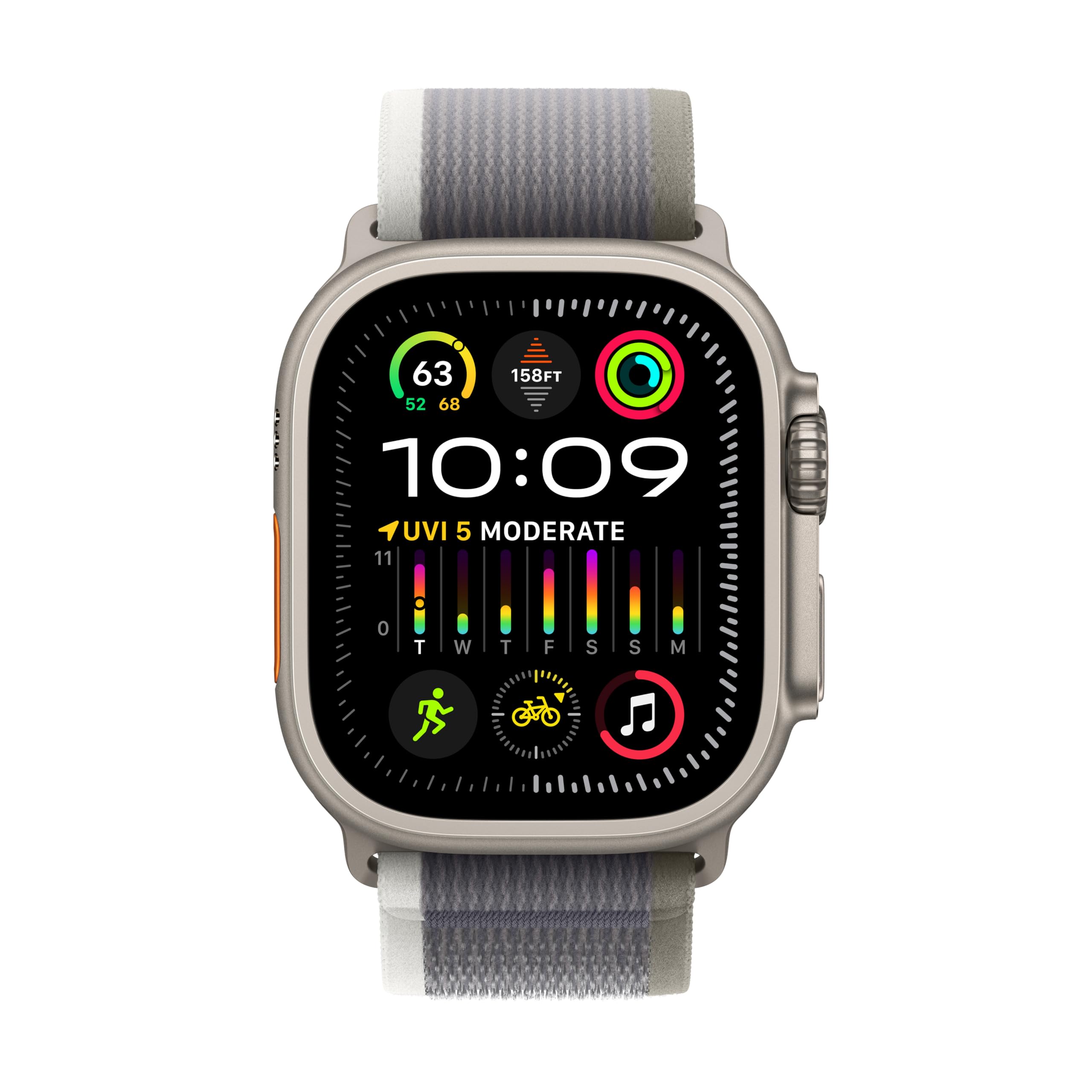 Apple Watch Ultra 2 [GPS + Cellular 49mm] Smartwatch with Rugged Titanium Case & Blue/Black Trail Loop S/M. Fitness Tracker, Precision GPS, Action Button, Extra-Long Battery Life
