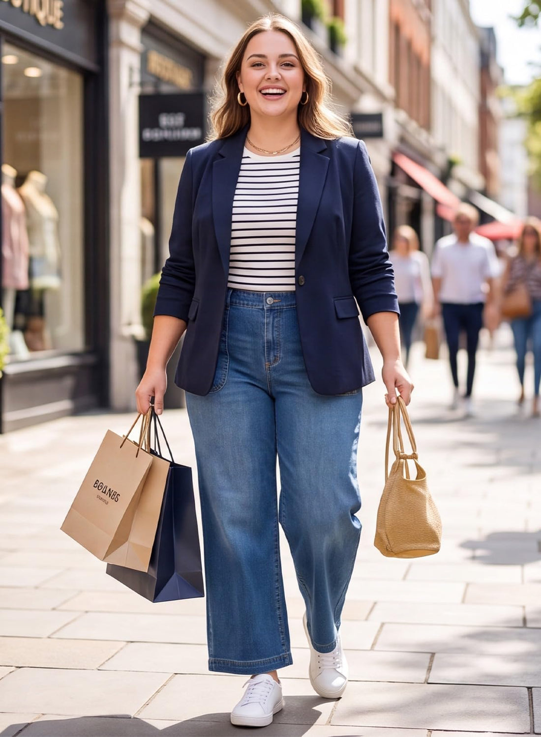 Eytino Plus Size Wide Leg Jeans for Women Elastic High Waisted Stretchy Relaxed Fit Denim Pants with Pockets(1X-5X)