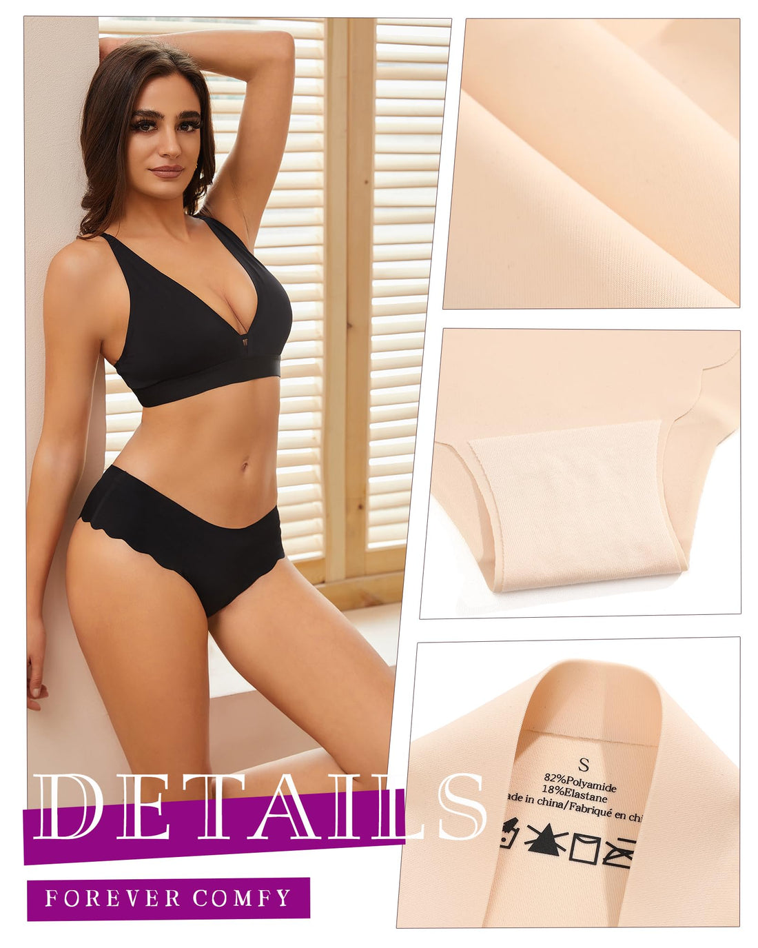 FINETOO 6 pack Seamless Underwear for Women Sexy Low Rise Hipster Wave Edge No Show Bikini Panties Womens Cheeky S-XL