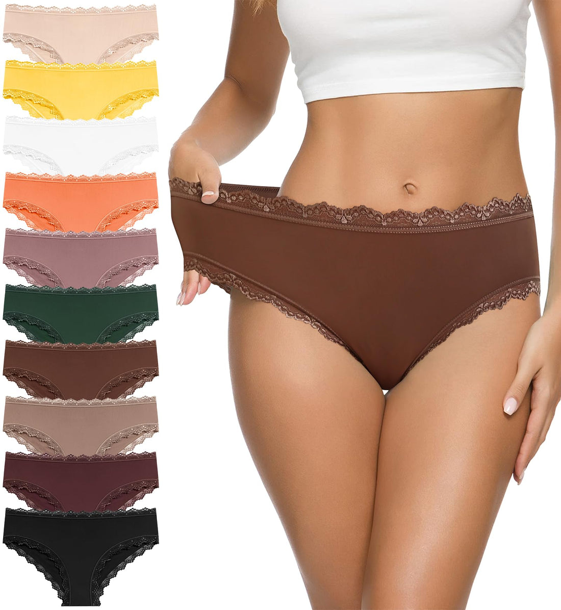 Eiggam Women's Cotton Bikini Panties,High-Cut Full Coverage Stretch Cool Underwear for Women