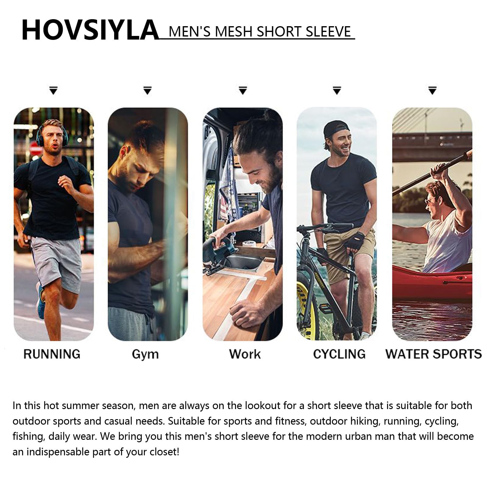HovSiyla 1/5 Pack Running Shirts Men Sport Tops Dry Fit Gym Wicking Athletic T Shirts Breathable Cool Workout Shirts