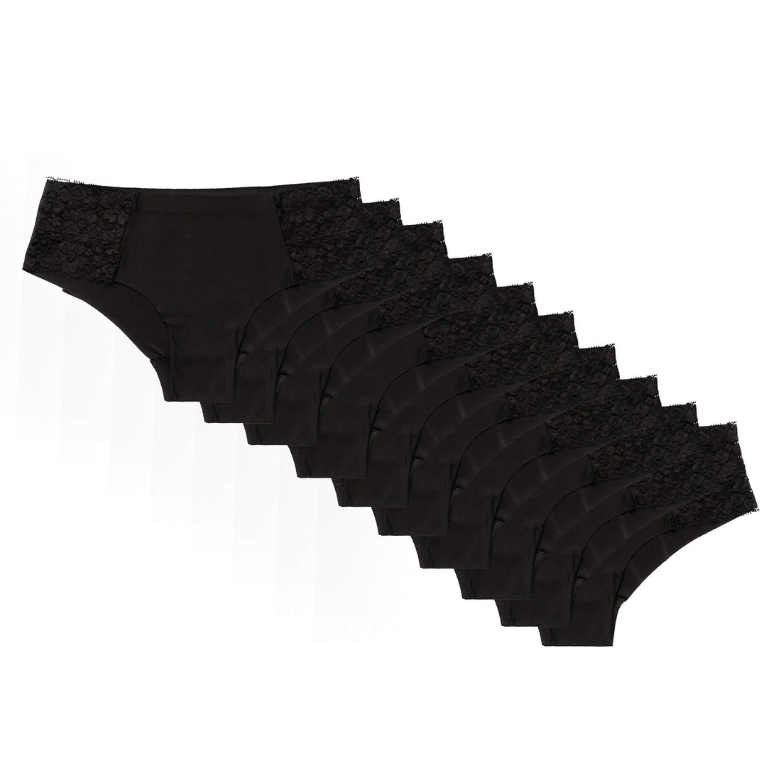 Pretty Sweet Intimates Women’s Seamless Cheeky Bikini Underwear, Pack of 10- Laser Cut, No Show Cheeky Panties with Lace