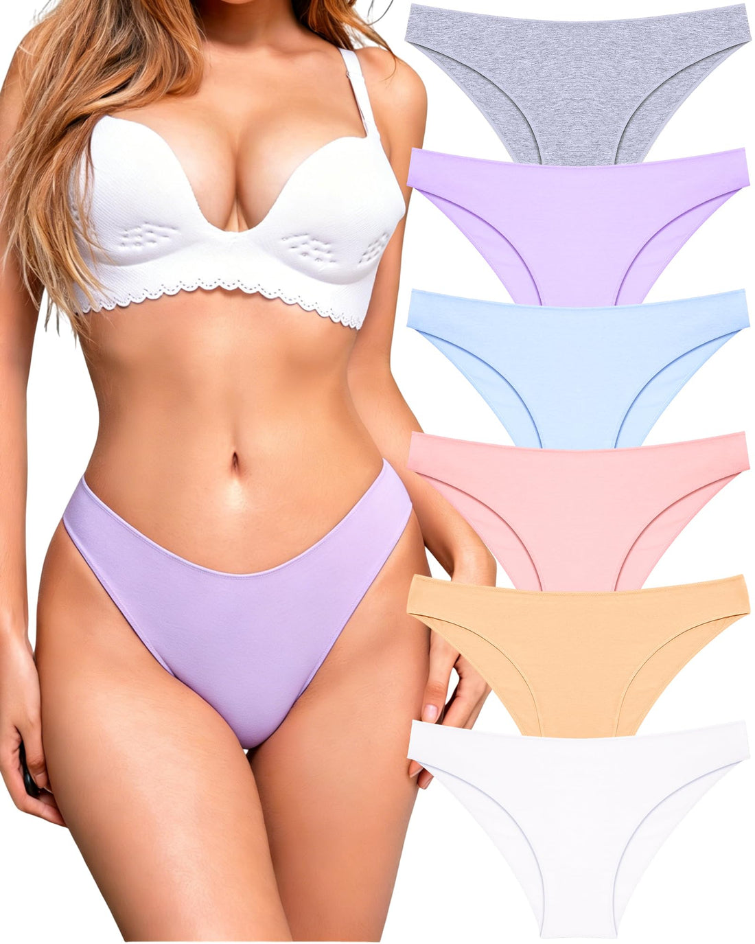 UNDER THE SEA Cotton Underwear for Women 6 Pack Sexy Bikini High Cut Breathable Cheeky Panties Underwear Womens Lingerie