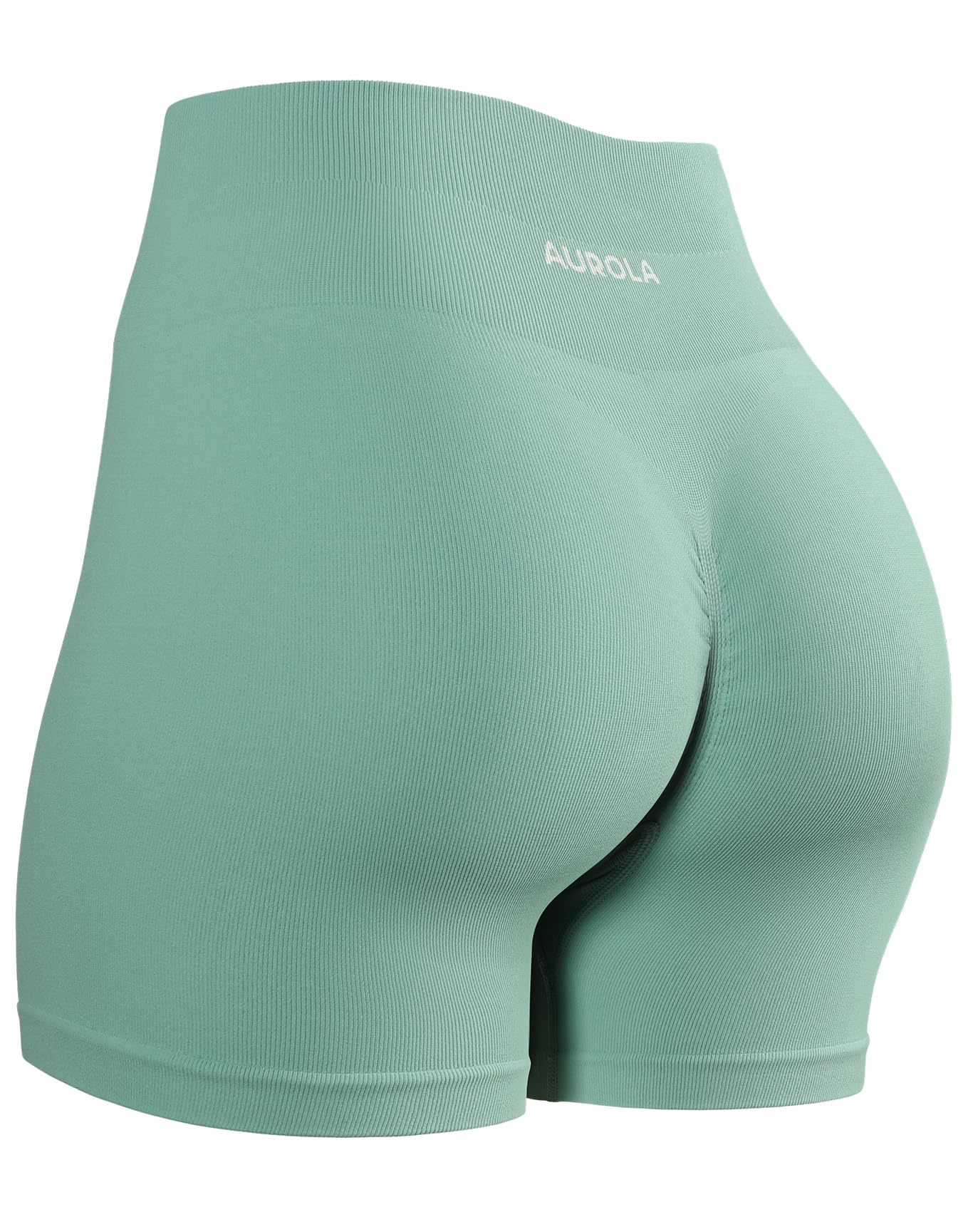 AUROLA Power Workout Shorts for Women Tummy Control Squat Proof Ribbed Thick Seamless Scrunch Active Short