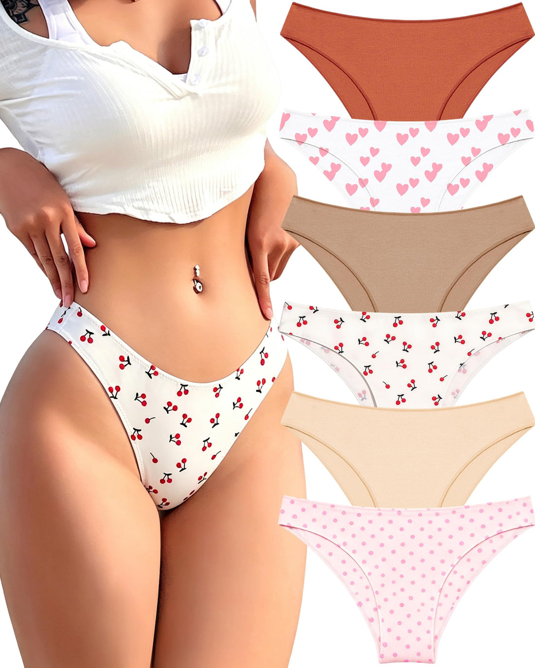 FINETOO Cotton Underwear for Women Sexy Cheeky Bikini Panties Lingerie