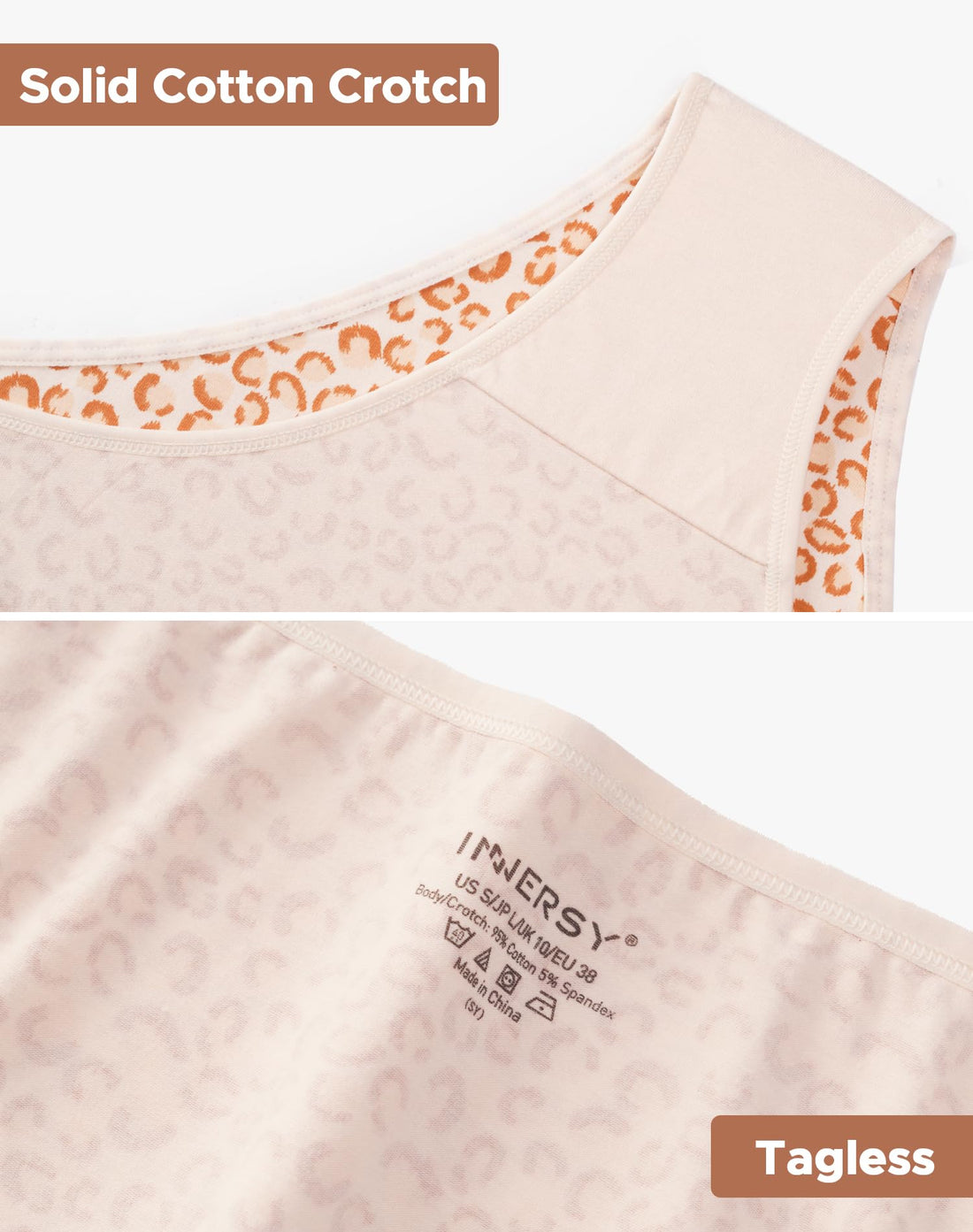 INNERSY Women's Cotton Underwear Cheeky Hipster Panties 6-Pack