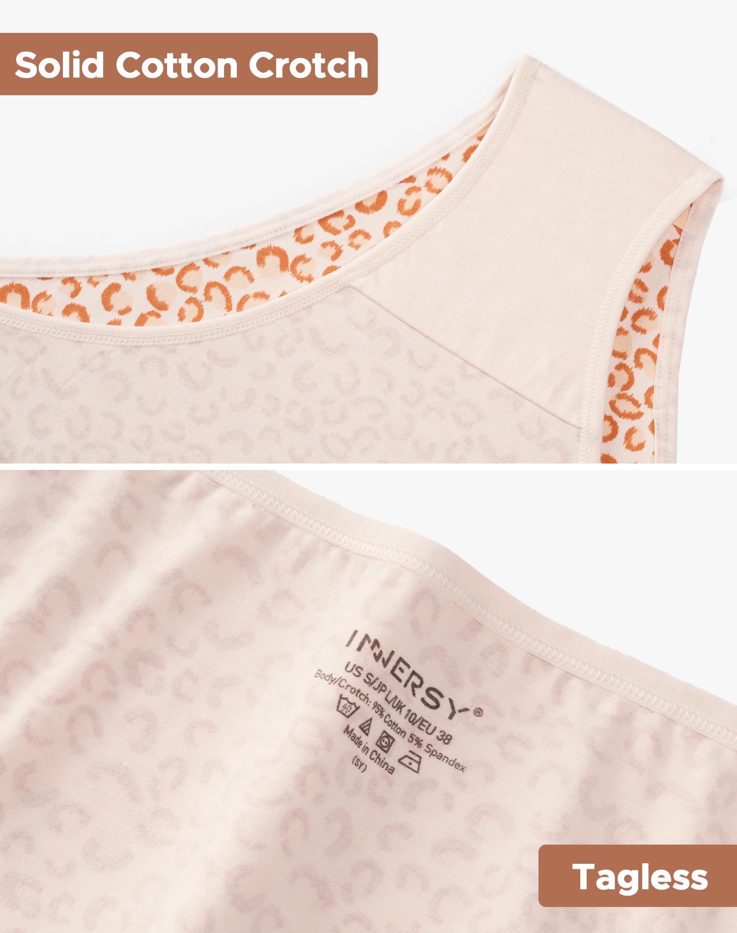 INNERSY Women's Cotton Underwear Cheeky Hipster Panties 6-Pack