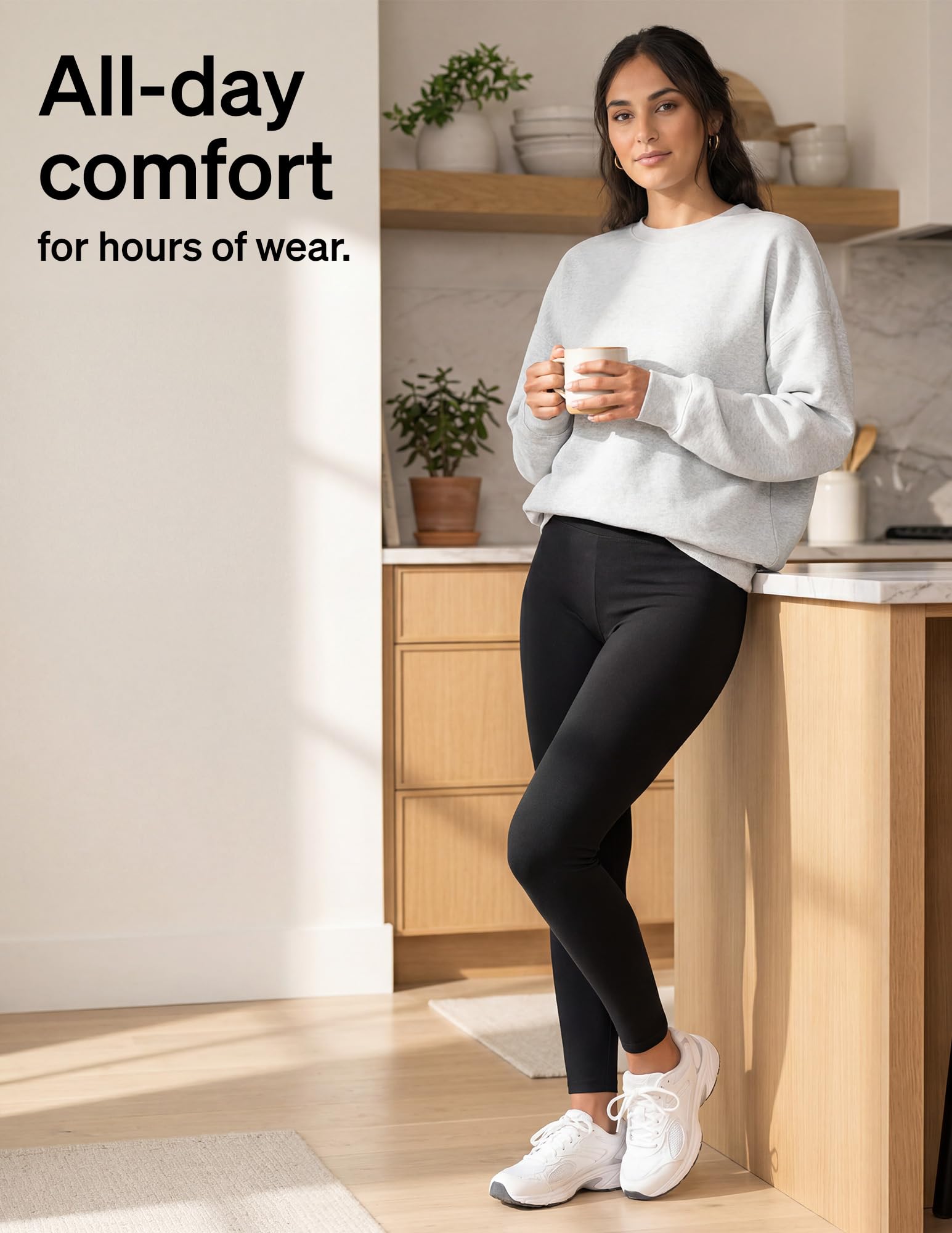 no nonsense Women's Leggings - Soft Cotton Feel, Comfortable & Perfect for Layering, Gentle Elastic Waistband