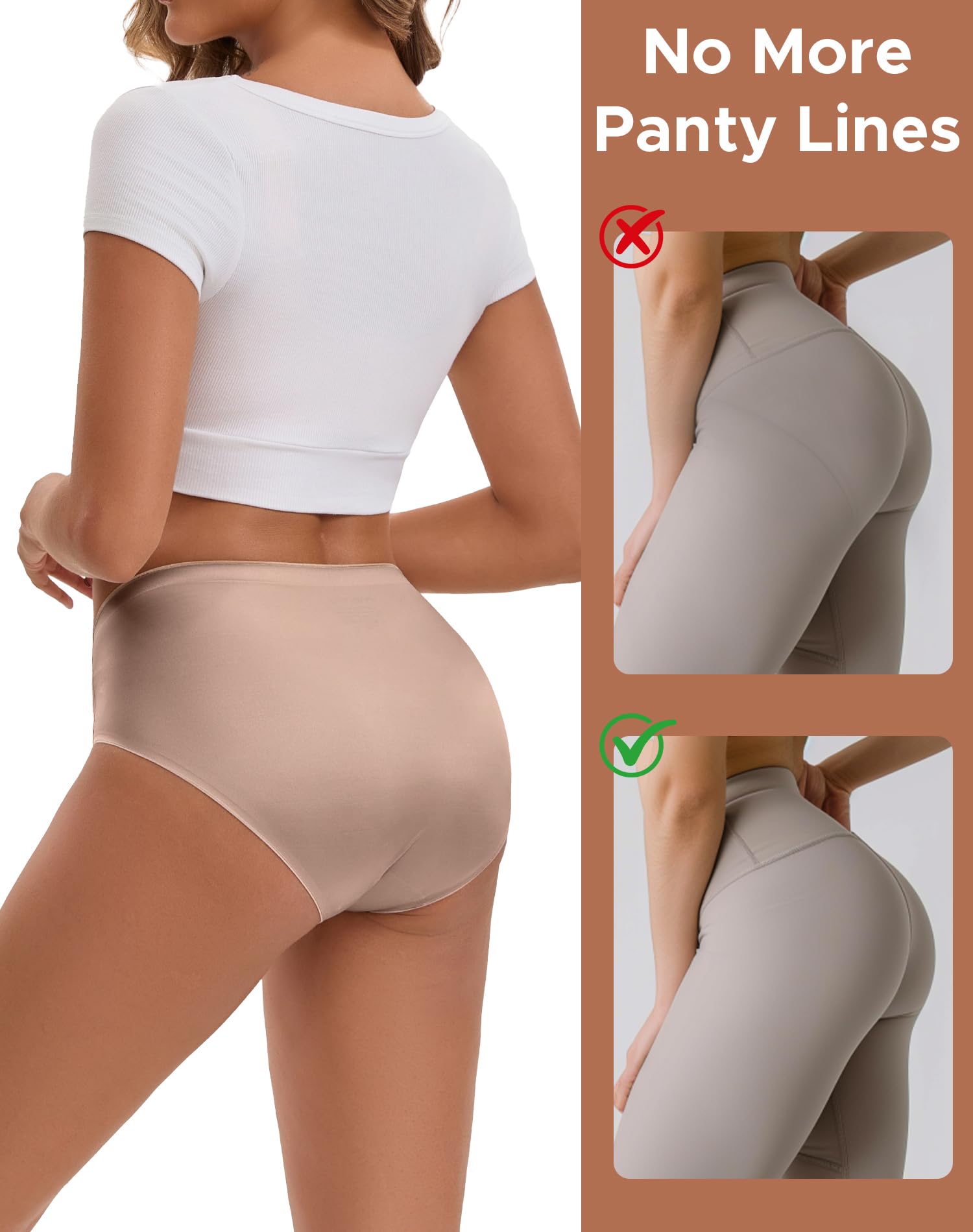 INNERSY Women's Seamless Underwear Silky Hipster 6-Pack