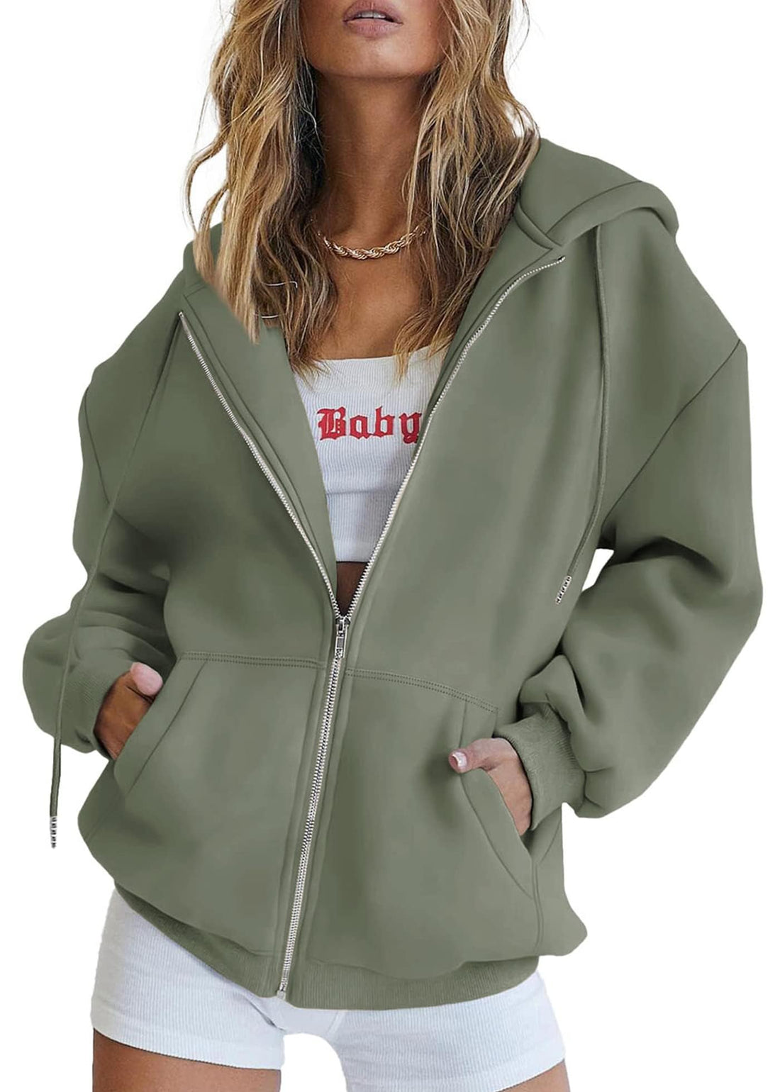 PRETTYGARDEN Women's Fall Zip Up Hoodies Sweatshirts | Comfy Fleece Lined, Long Sleeve Pockets, Drawstring Hooded, Loose Fit, Trendy Y2K, Track Jackets, Spring Winter Clothing