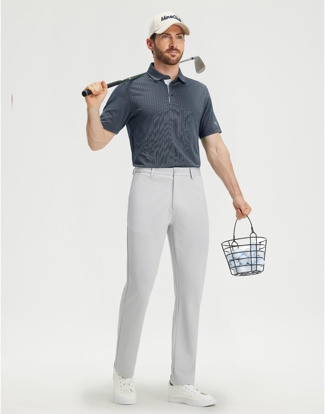 M MAELREG Mens Golf Polo Shirts Jacquard Ribbed Collar Performance Moisture Wicking Dry Fit Short Sleeve Golf Shirts for Men