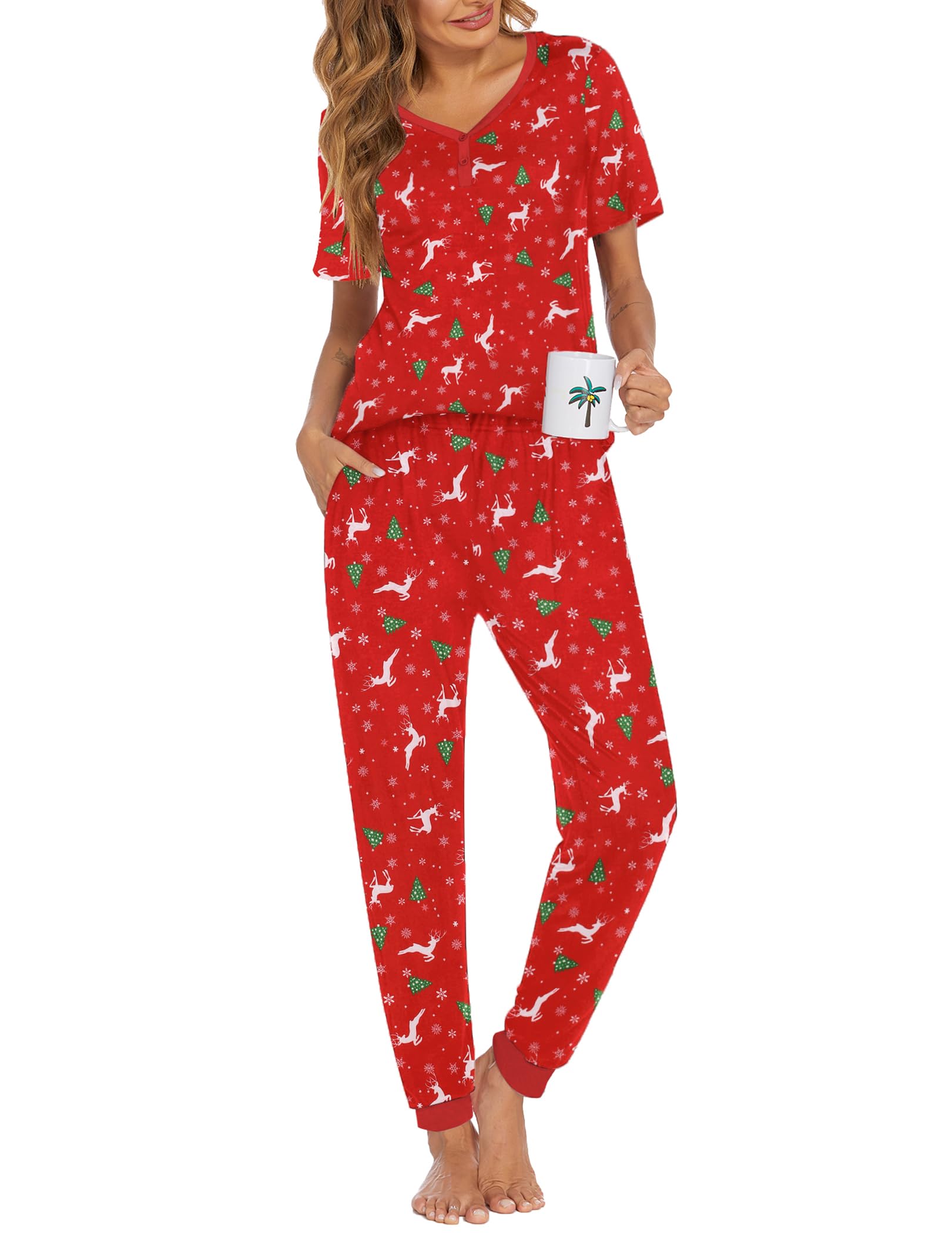 Ekouaer Pajamas for Women Set 2 Piece Fall Sleepwear with Pockets