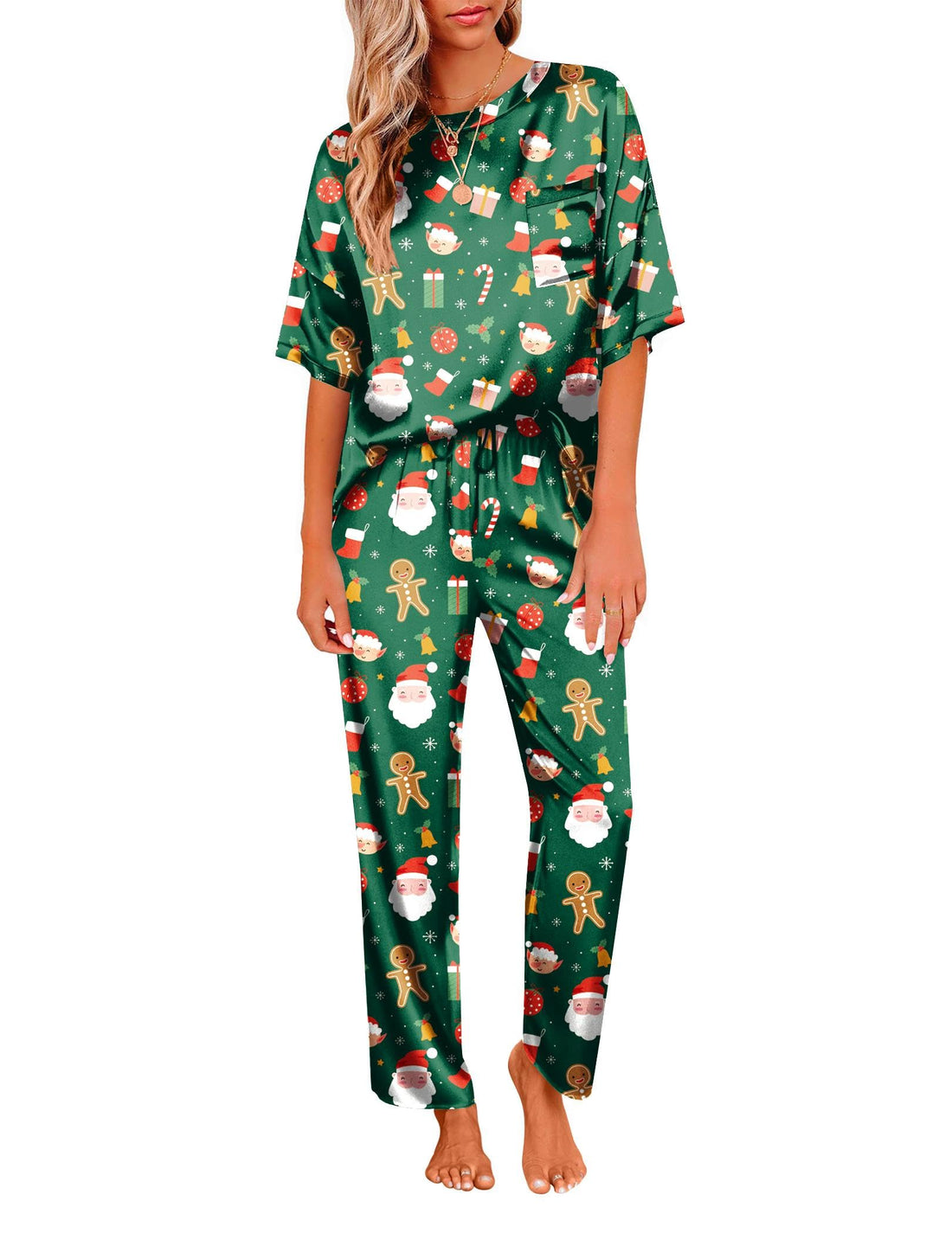 Ekouaer Pajamas for Women Set Silky Satin 2 Piece Lounge Sets with Pockets