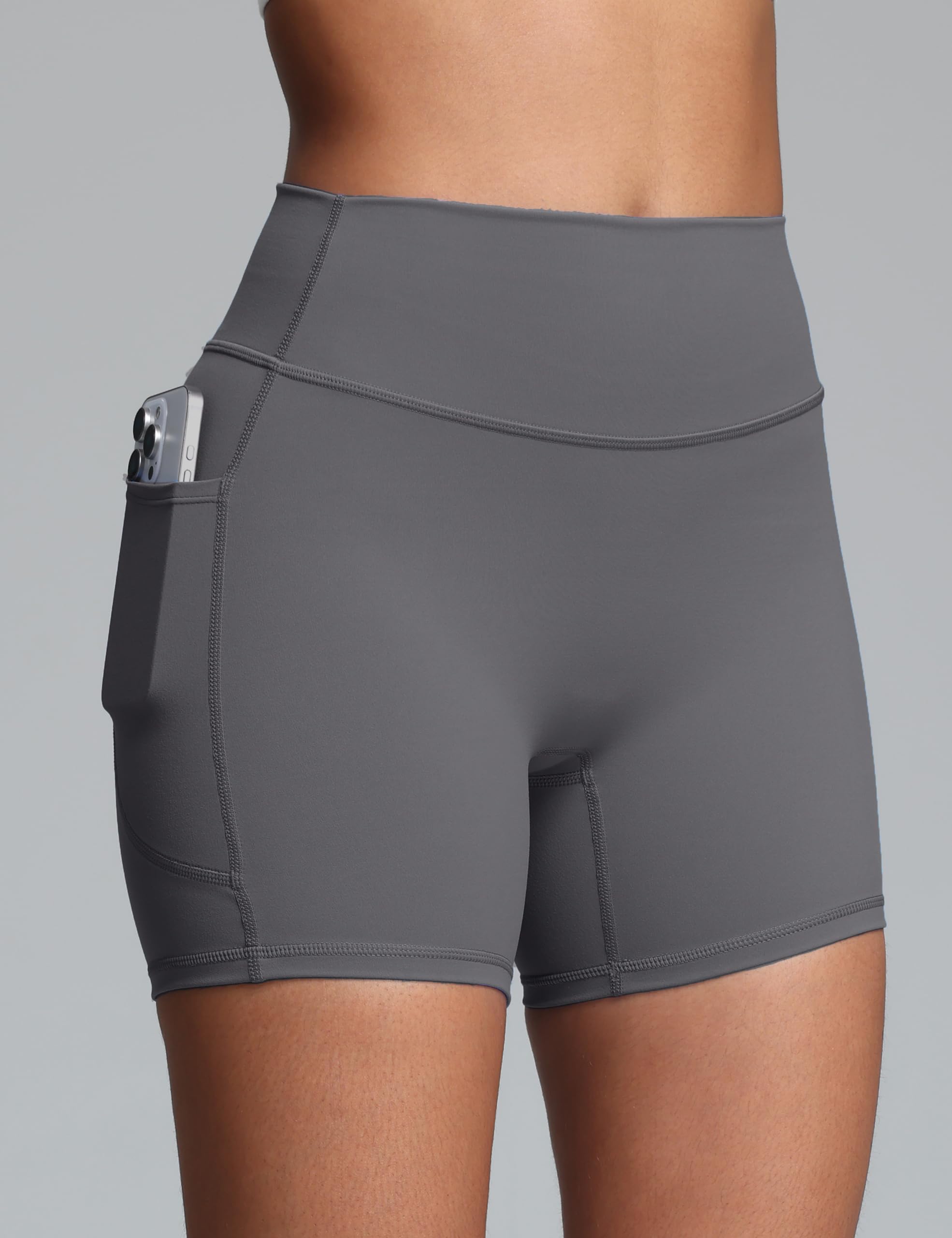 Olmlmt Biker Shorts Women 4.5" with Pockets High Waisted Spandex Yoga Workout Shorts