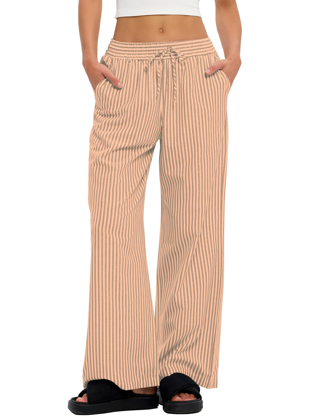 LOMON Striped Gingham Pants Women Summer Fall Pajamas Lounge Boxer Bottoms