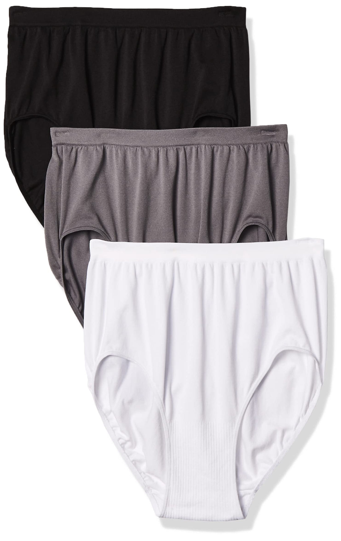 Bali Women's Comfort Revolution Seamless Brief Underwear, Microfiber Stretch Panty, 3-pack