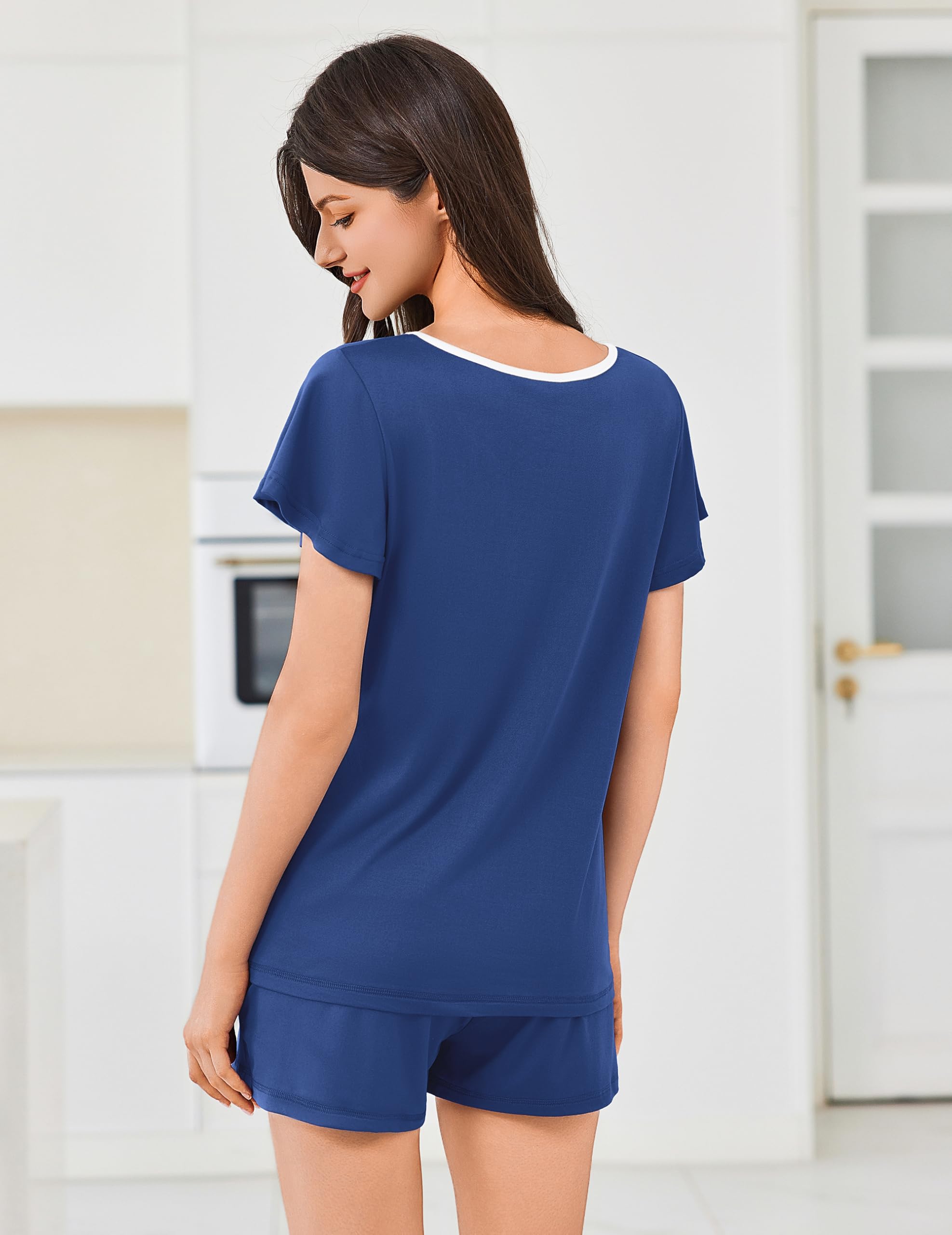Ekouaer Womens Pajama Set Summer Short Sleeve Pjs Sleepwear Cute 2 Piece Lounge Sets S-XXL