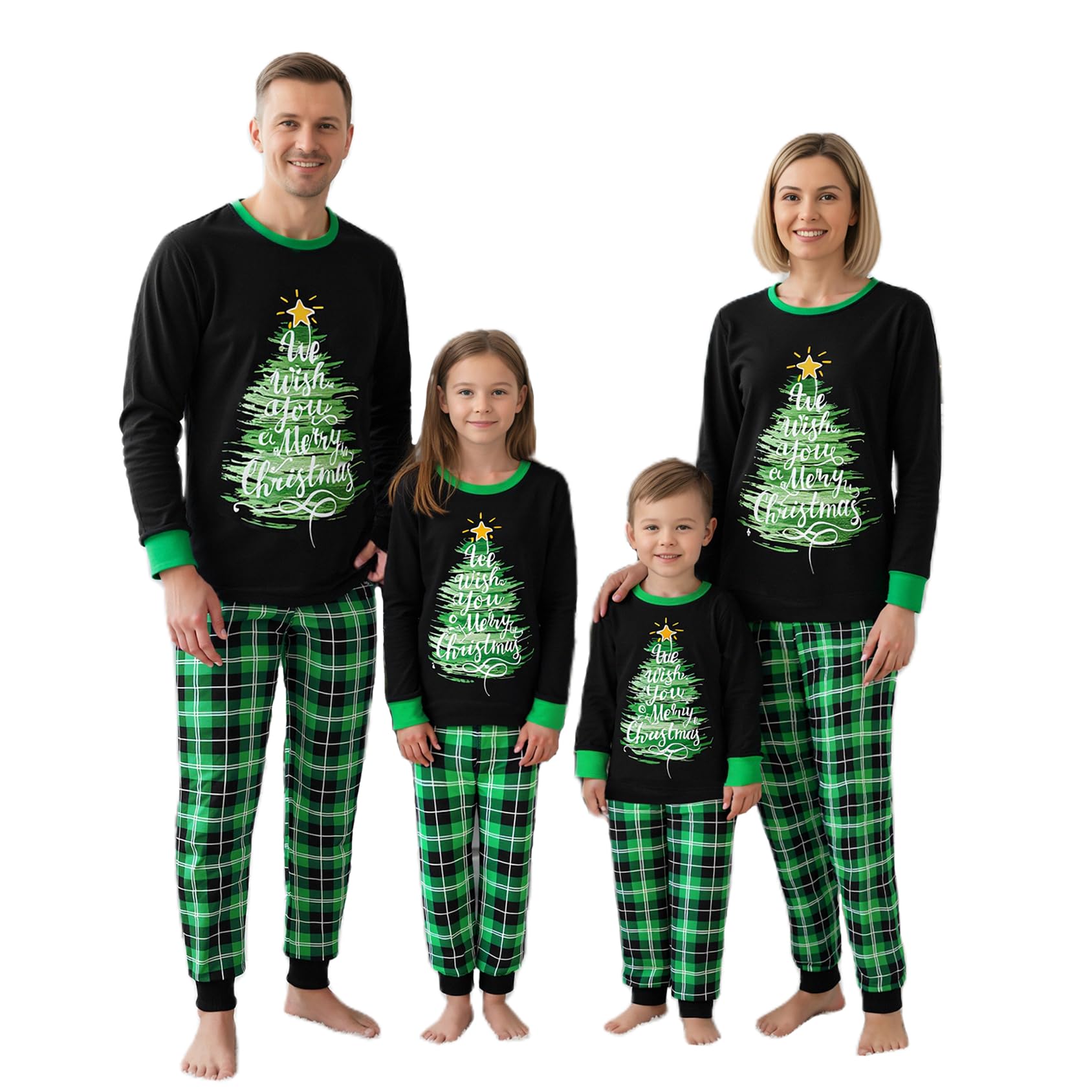 OAKFashion Christmas Family Pajamas Holiday Christma Pajama Family Matching Pjs Set Sleepwear Xmas Jammies