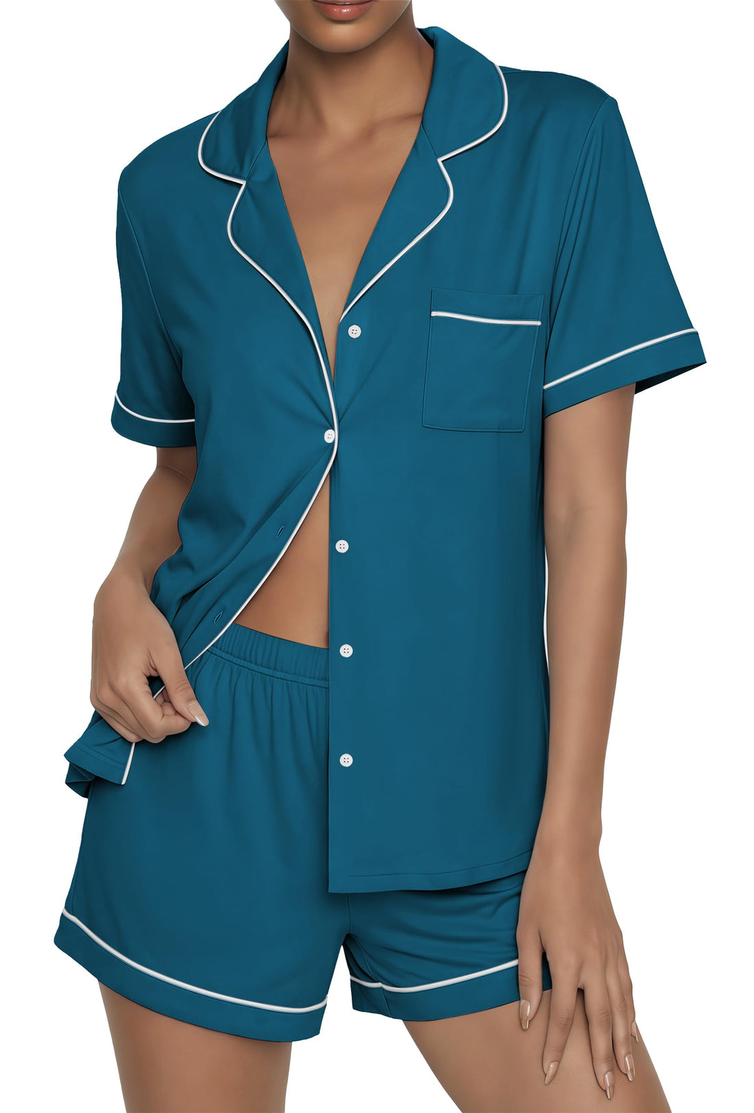 Ekouaer Womens Pajama Sets Button Up Pjs 2 Piece Short Sleeve Sleepwear