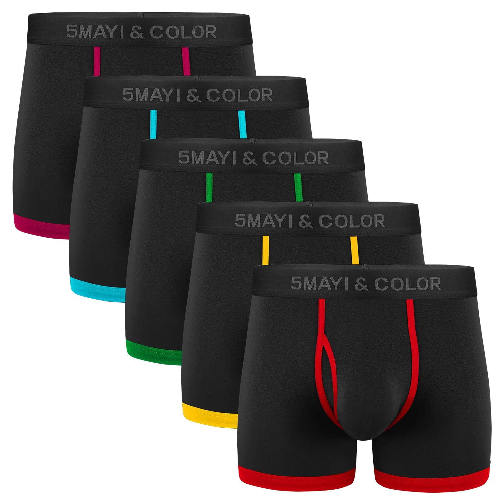5Mayi Men's Underwear Boxer Briefs Cotton Regular Long Mens Boxer Briefs Underwear Men Pack S M L XL XXL