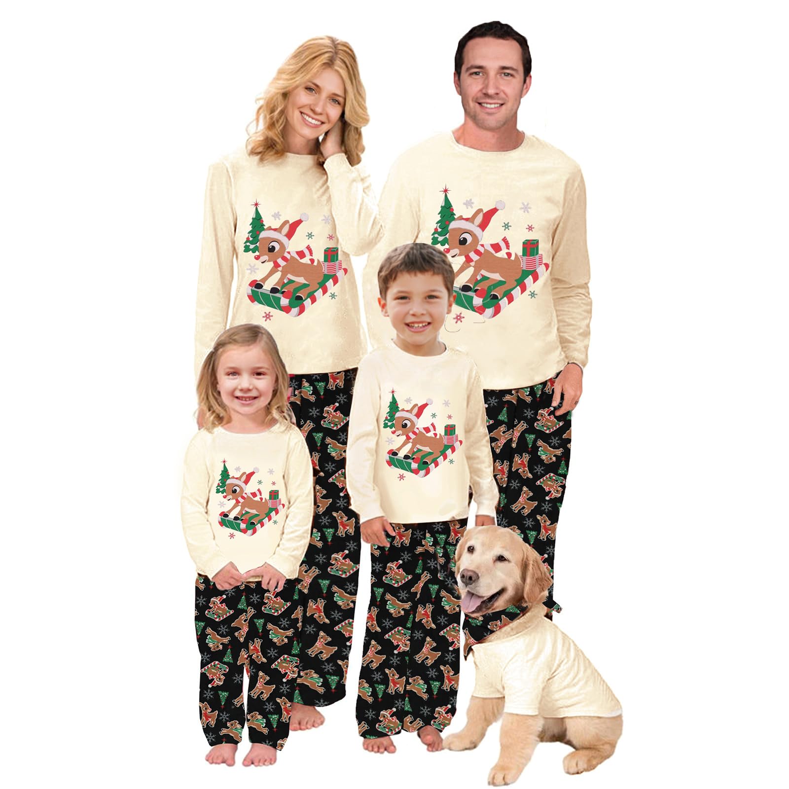 OAKFashion Christmas Pajamas for Family, Xmas Pajamas Family Christmas Pjs Matching Sets Holiday Nightwear Jammies