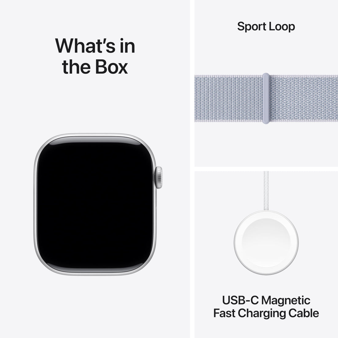 Apple Watch Series 10 [GPS 42mm case] Smartwatch with Silver Aluminum Case with Blue Cloud Sport Loop. Fitness Tracker, ECG App, Always-On Retina Display, Carbon Neutral
