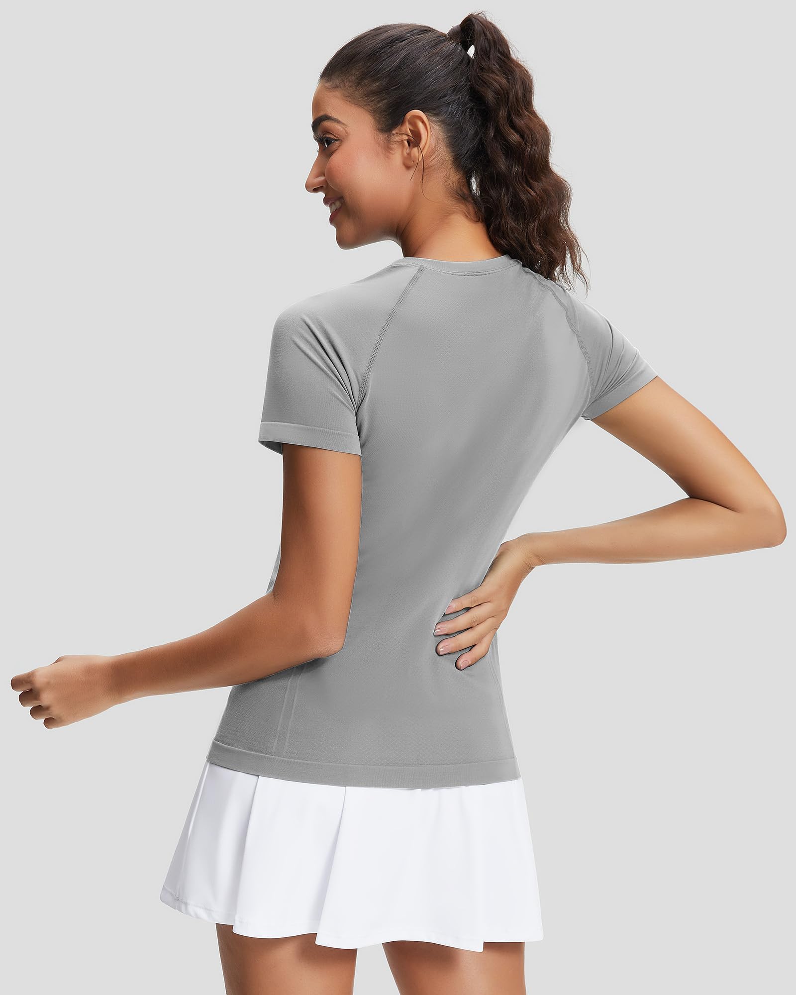 Stelle Womens Workout Tops Short Sleeve Seamless Athletic Shirts Yoga Gym Running T-Shirts