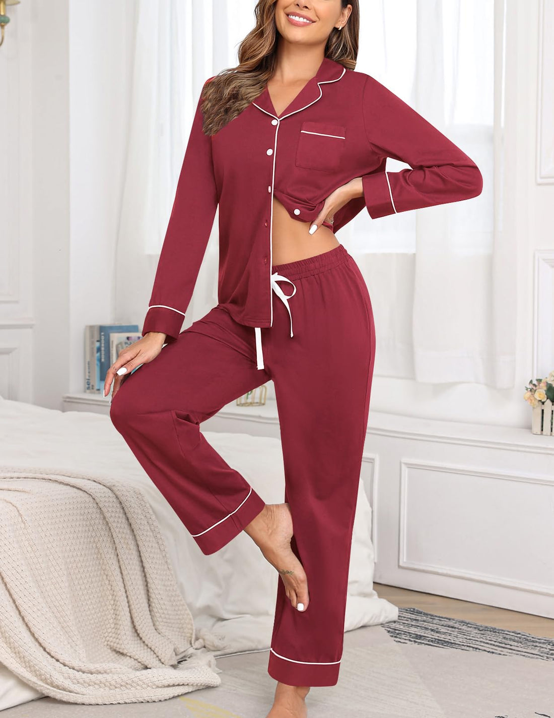 Veseacky Womens Pajamas Sets Lounge Sets for Women with Pockets for Home and Pajama Parties Suitable for all Seasons