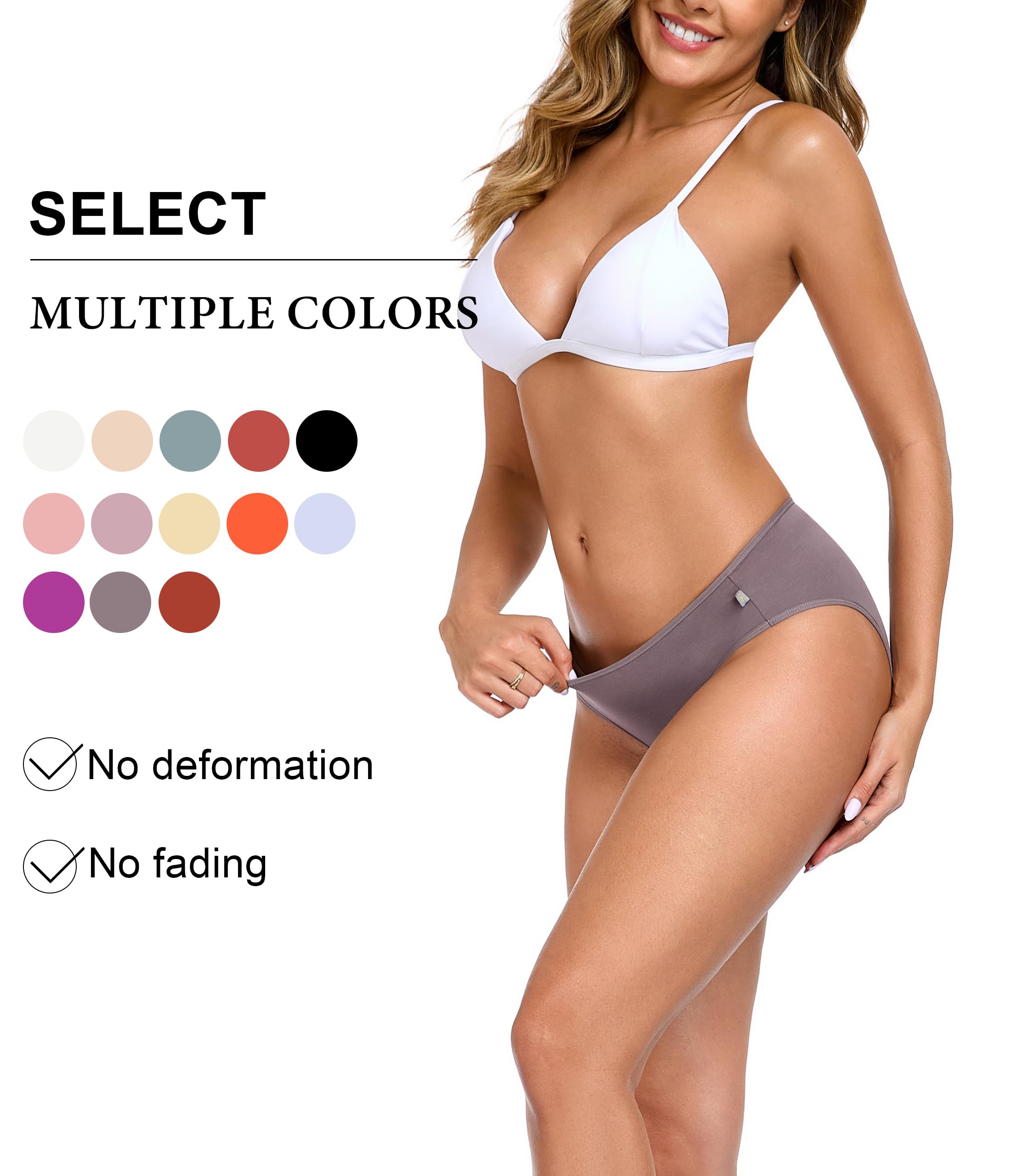 ANLIQI Women's Cotton Underwear Bikini Panties for Women Pack Moisture Wicking Soft Breathable Undies Stretch Hipster S-3XL