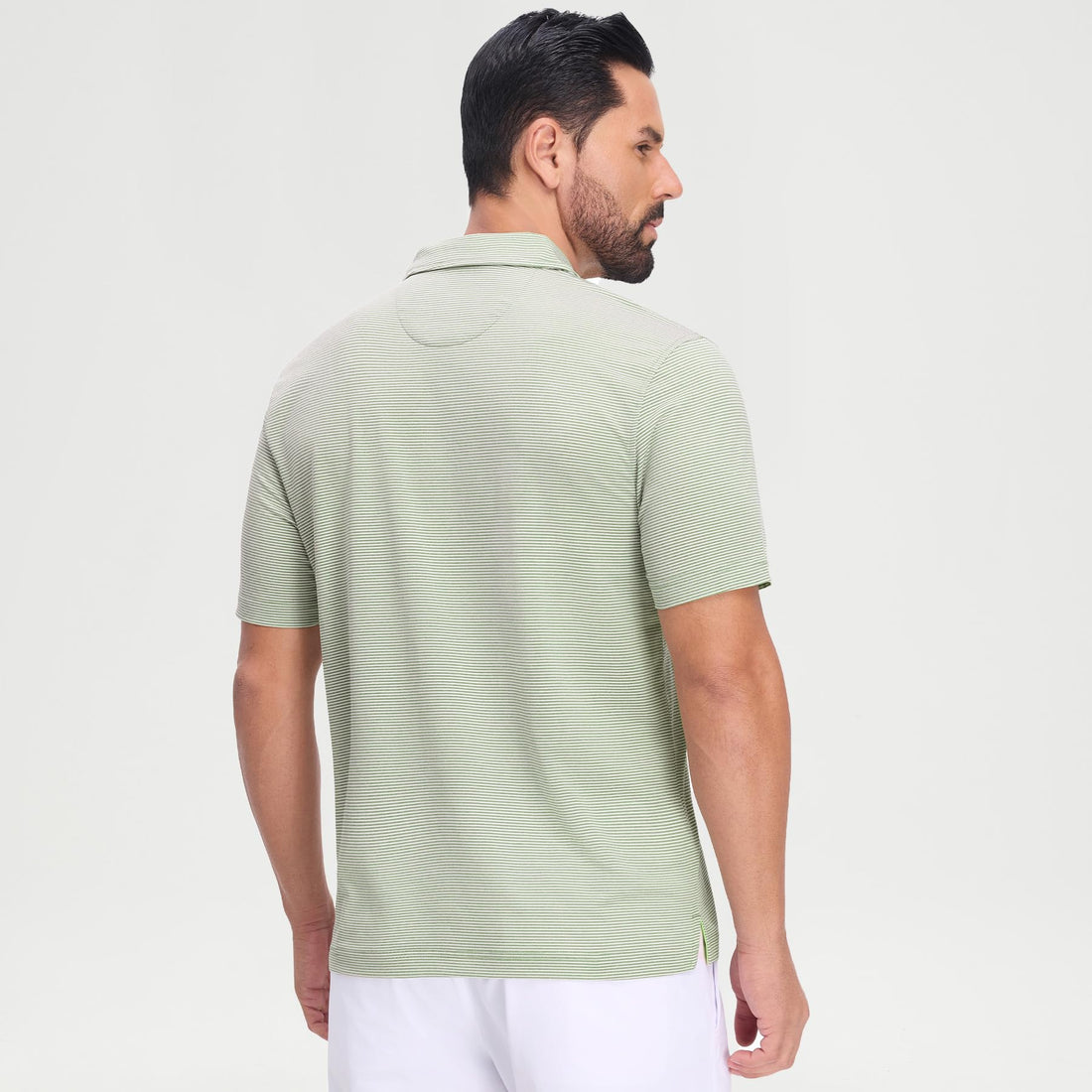 M MAELREG Men's Jacquard Stripe Golf Shirts Quick Dry Performance Short Sleeve Moisture Wicking Polo Shirt for Men
