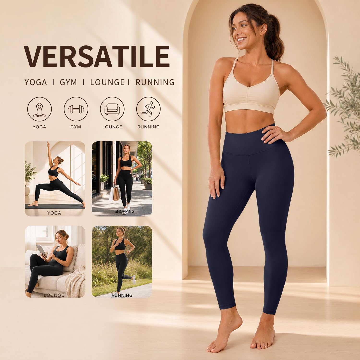 High Waisted Leggings for Women, Tummy Control Yoga Pants Non See Through Buttery Soft for Workout Athletic