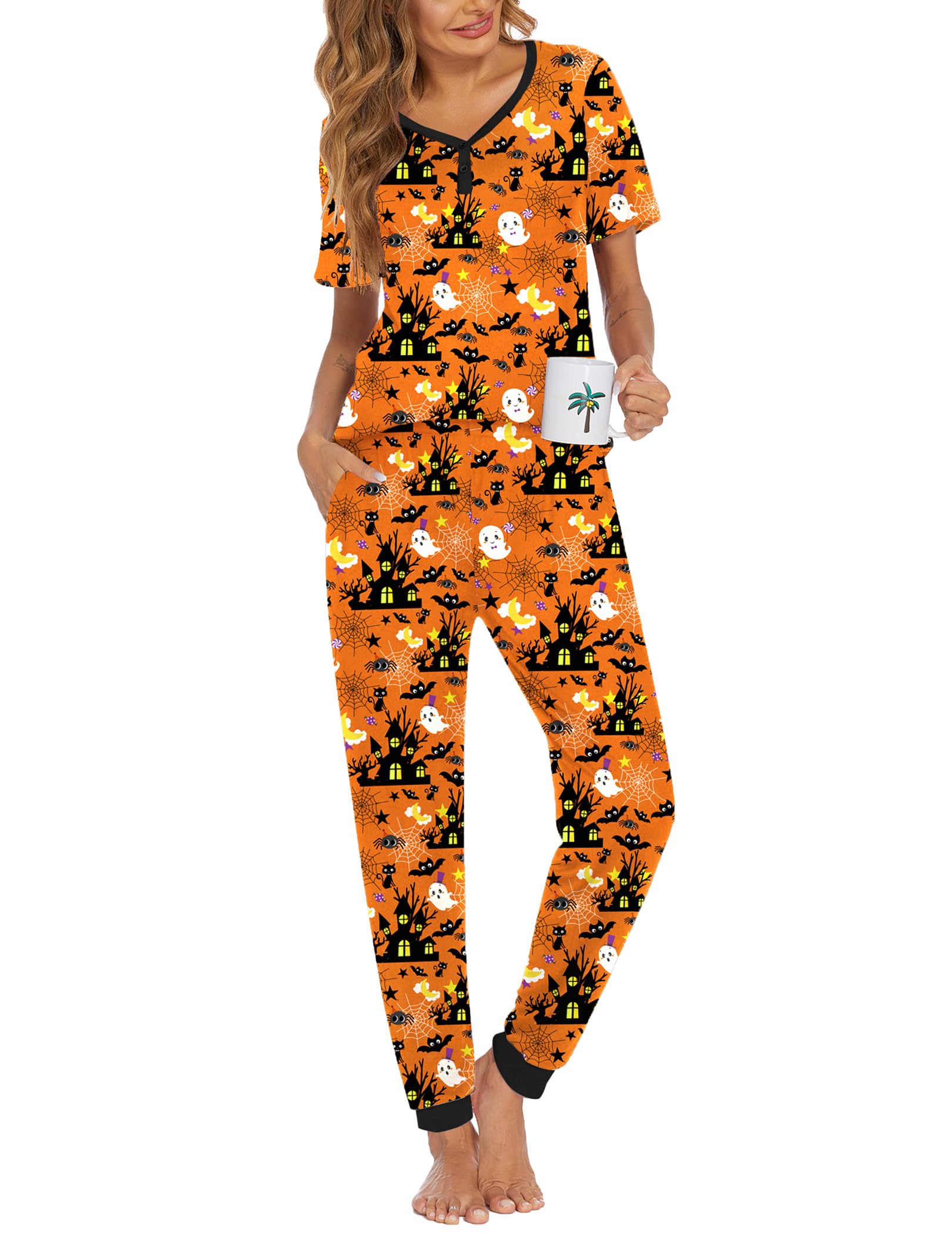 Ekouaer Pajamas for Women Set 2 Piece Fall Sleepwear with Pockets