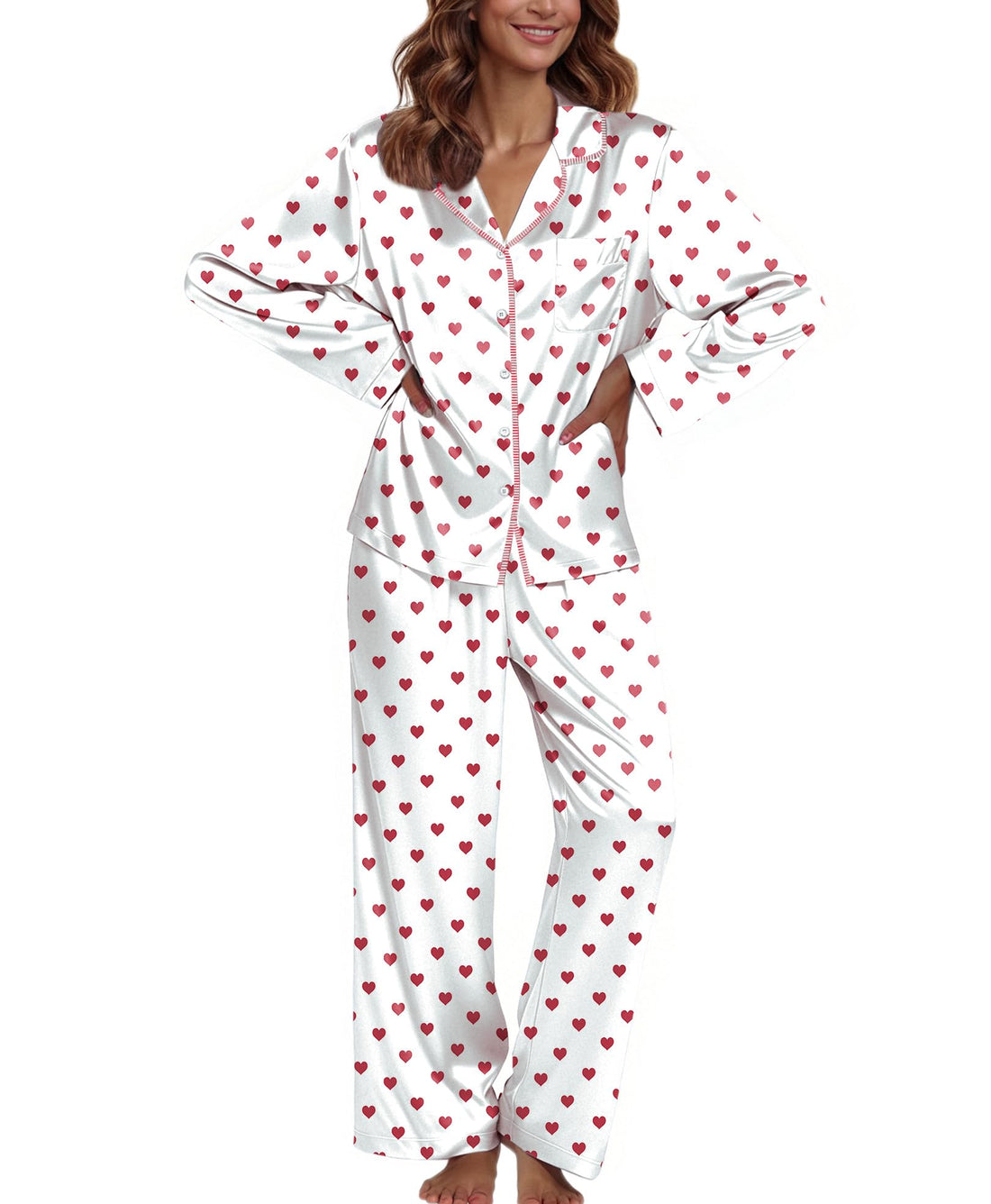 Ekouaer Pajamas For Women Silk Pjs Long Sleeve Button Down Lounge Sets