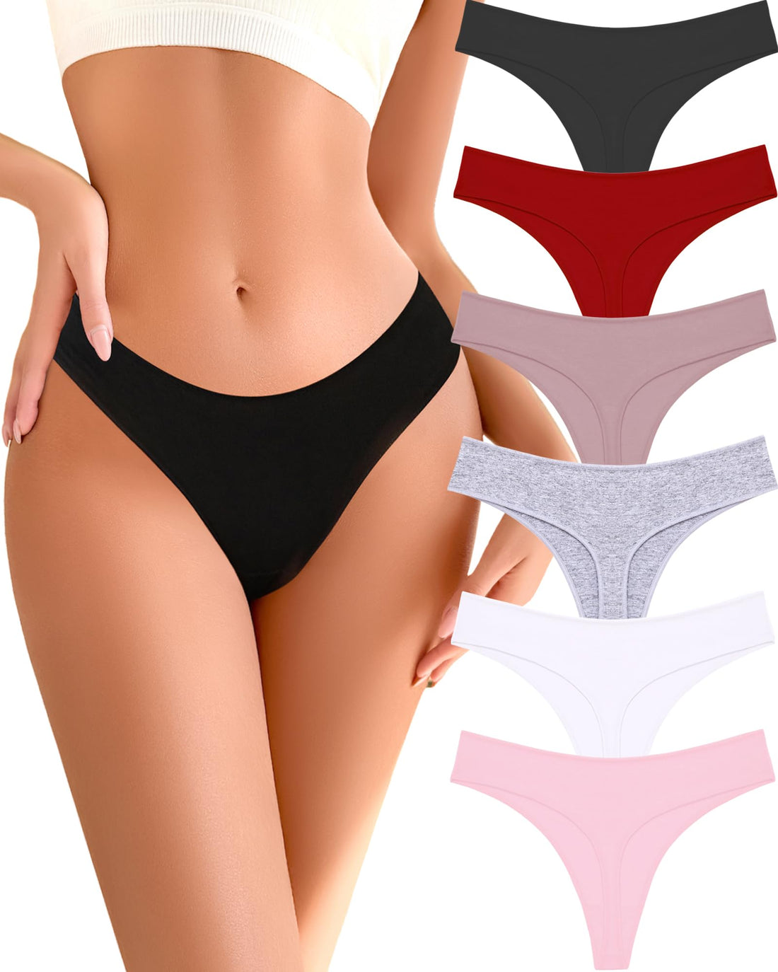 READY TO LOVE Cotton Underwear for Women Pack Breathable Thongs for Women Sexy Stretch Soft Womens Panties Thong XS-XL