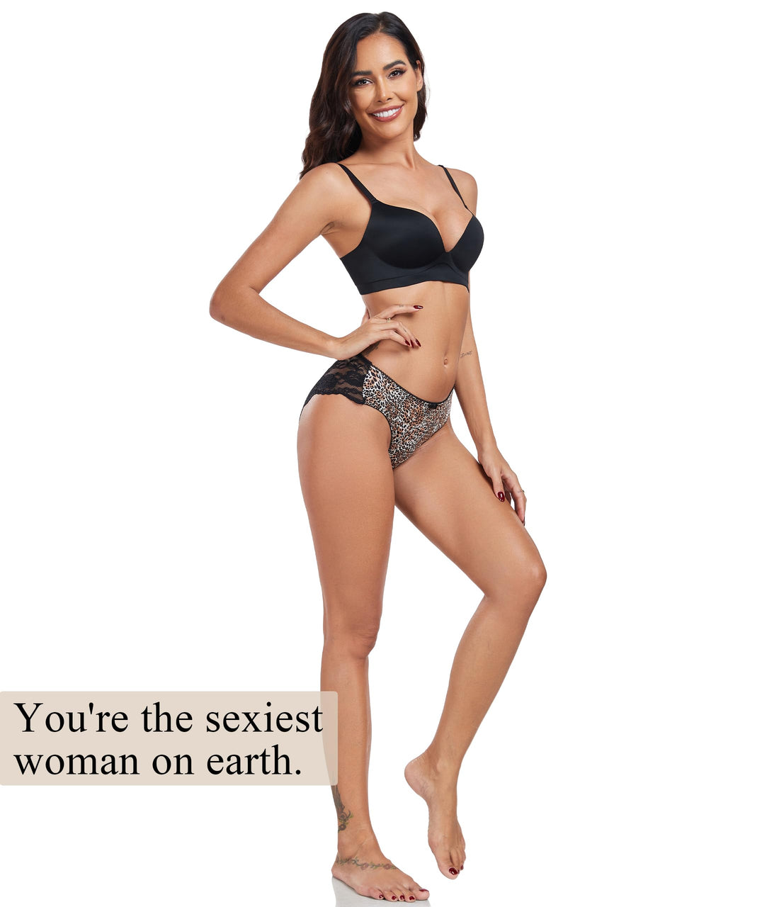 ANLIQI Leopard Print Women Underwear Lace Bikini Panties Pack Comfy Sex Hipster Soft Smooth Animal Print Brief for Ladies